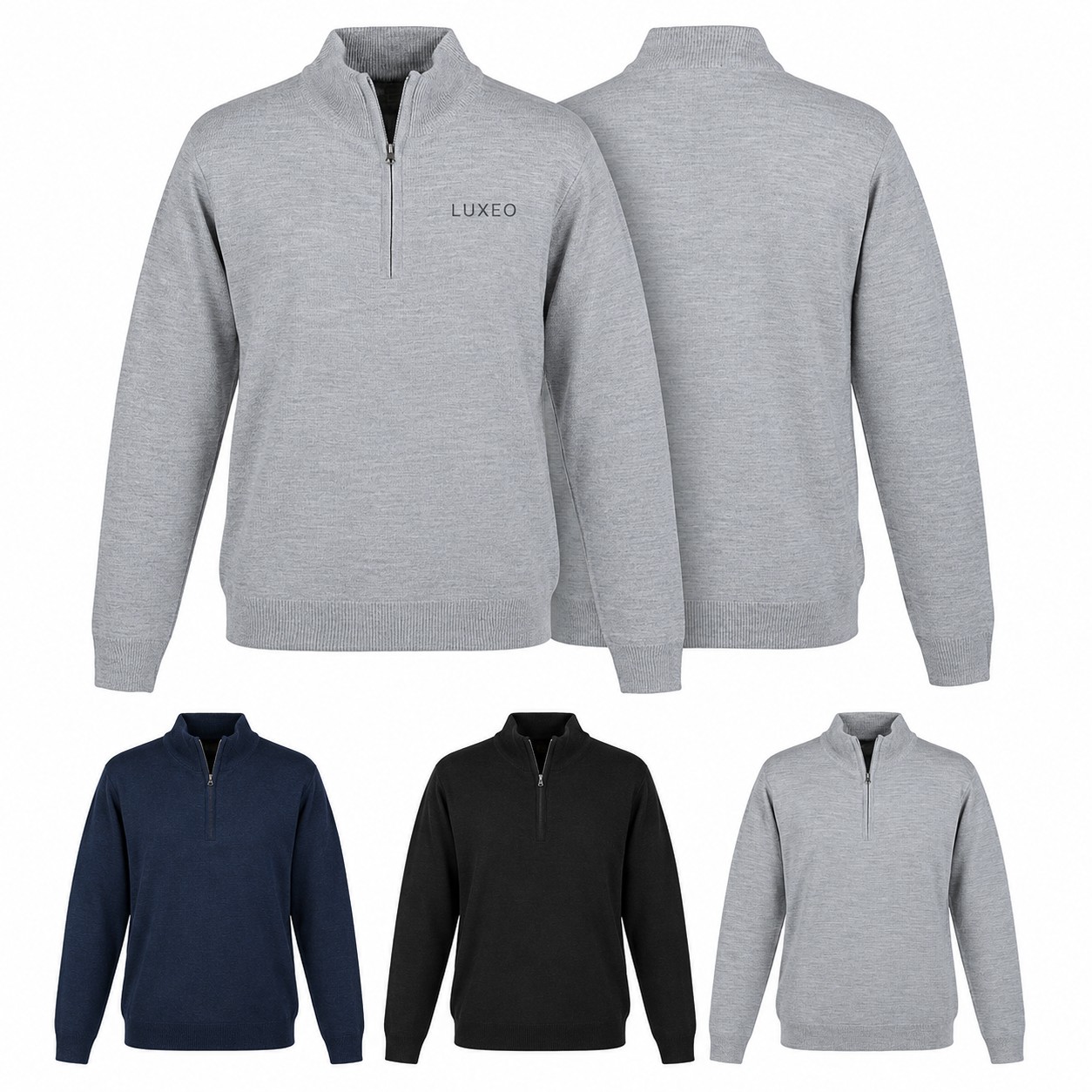 Acrylic Jersey Knit Quarter-Zip Sweater