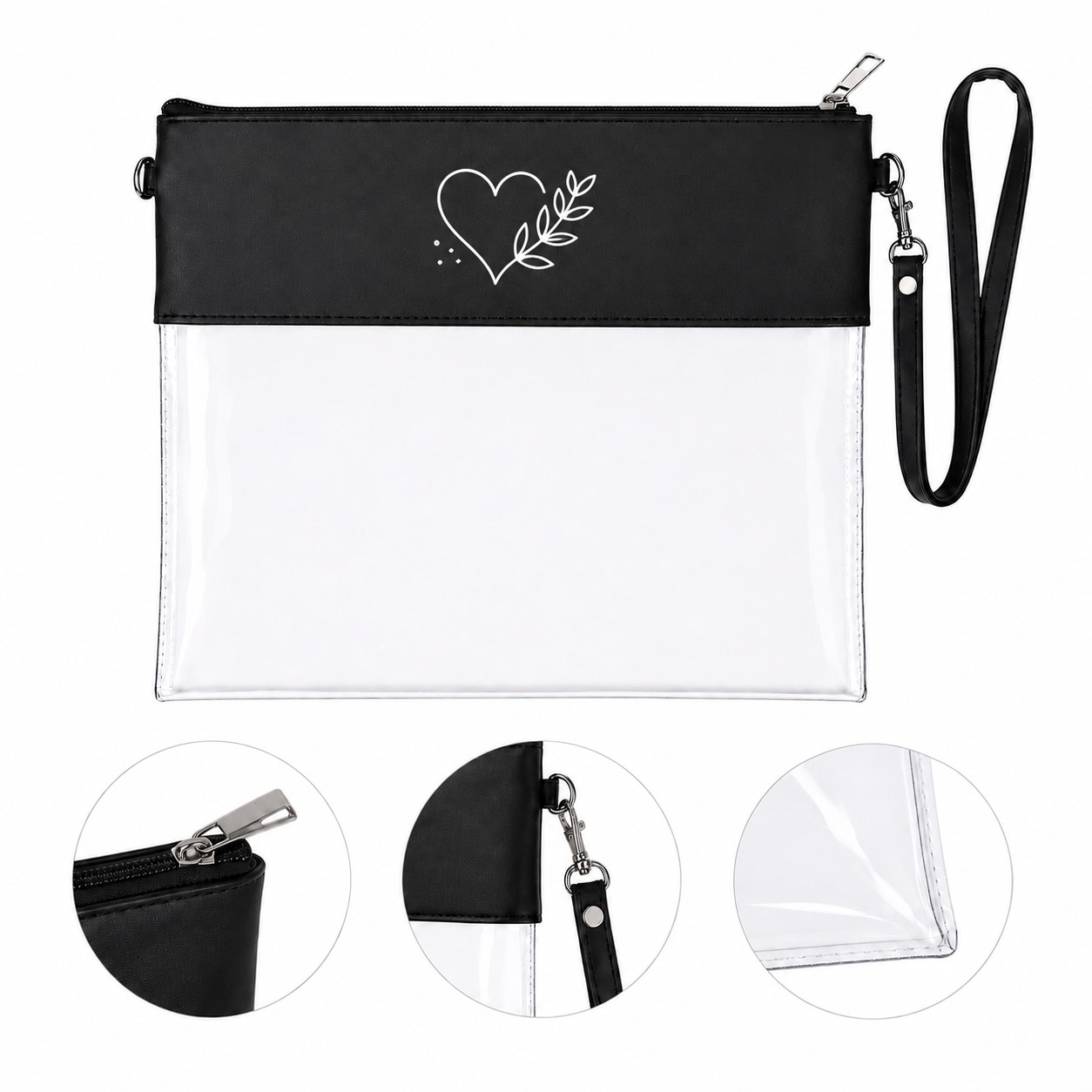 Clear Polyester Zippered Wristlet Pouch