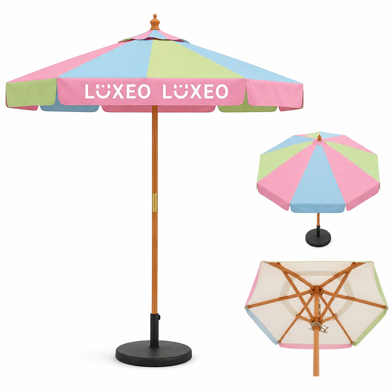 7-Foot Wooden Market Umbrella With Valance