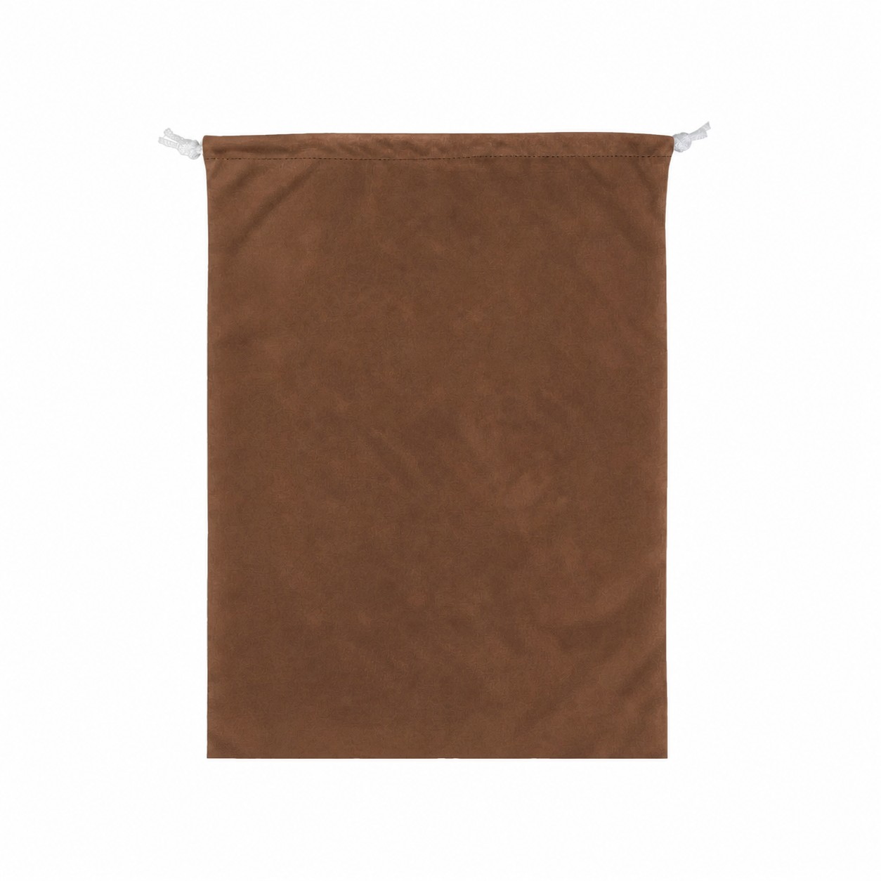Bird's-Eye Fabric Drawstring Bag — Brown