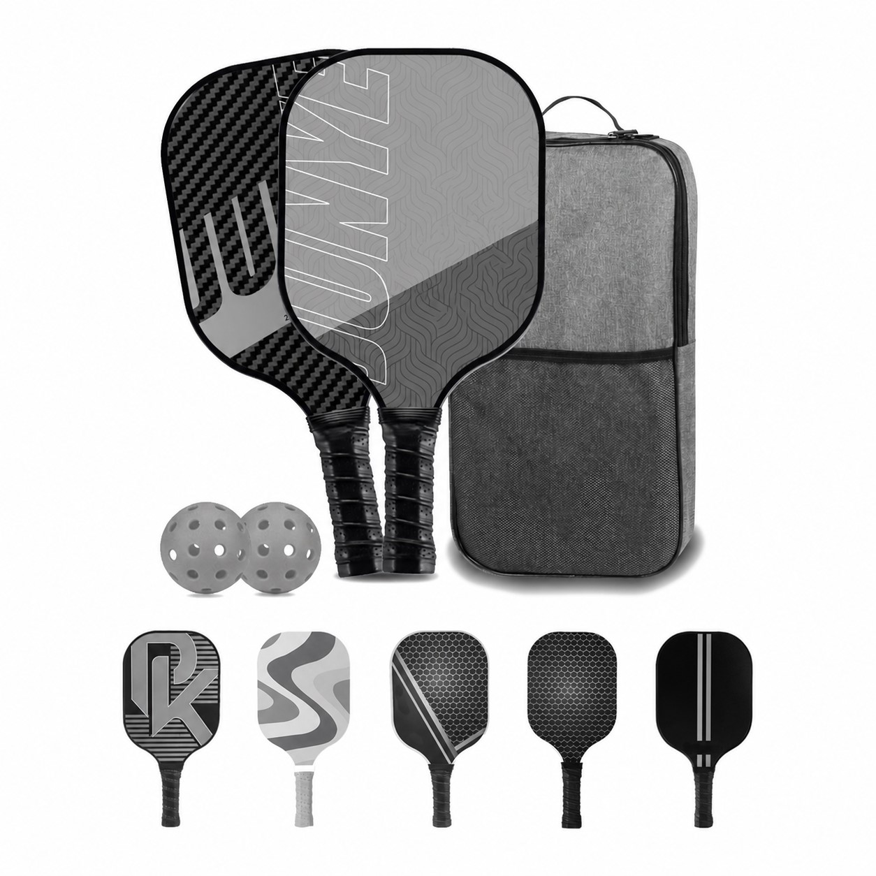 Carbon Fiber Pickleball Paddle Kit — Gray