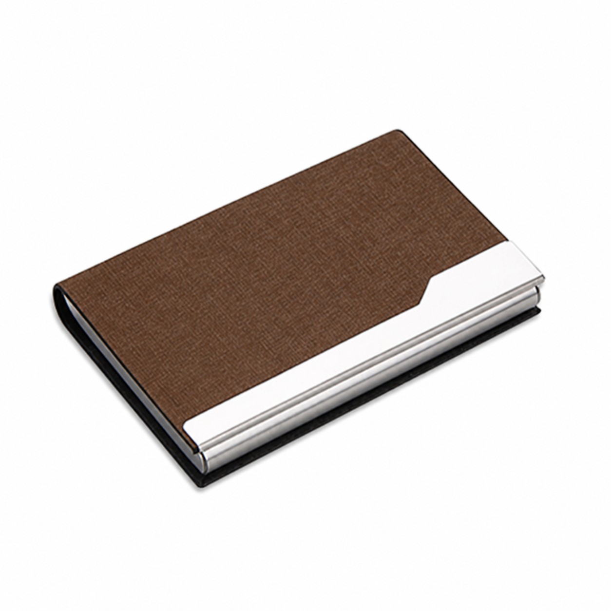 PU Stainless Card Holder Case — Brown