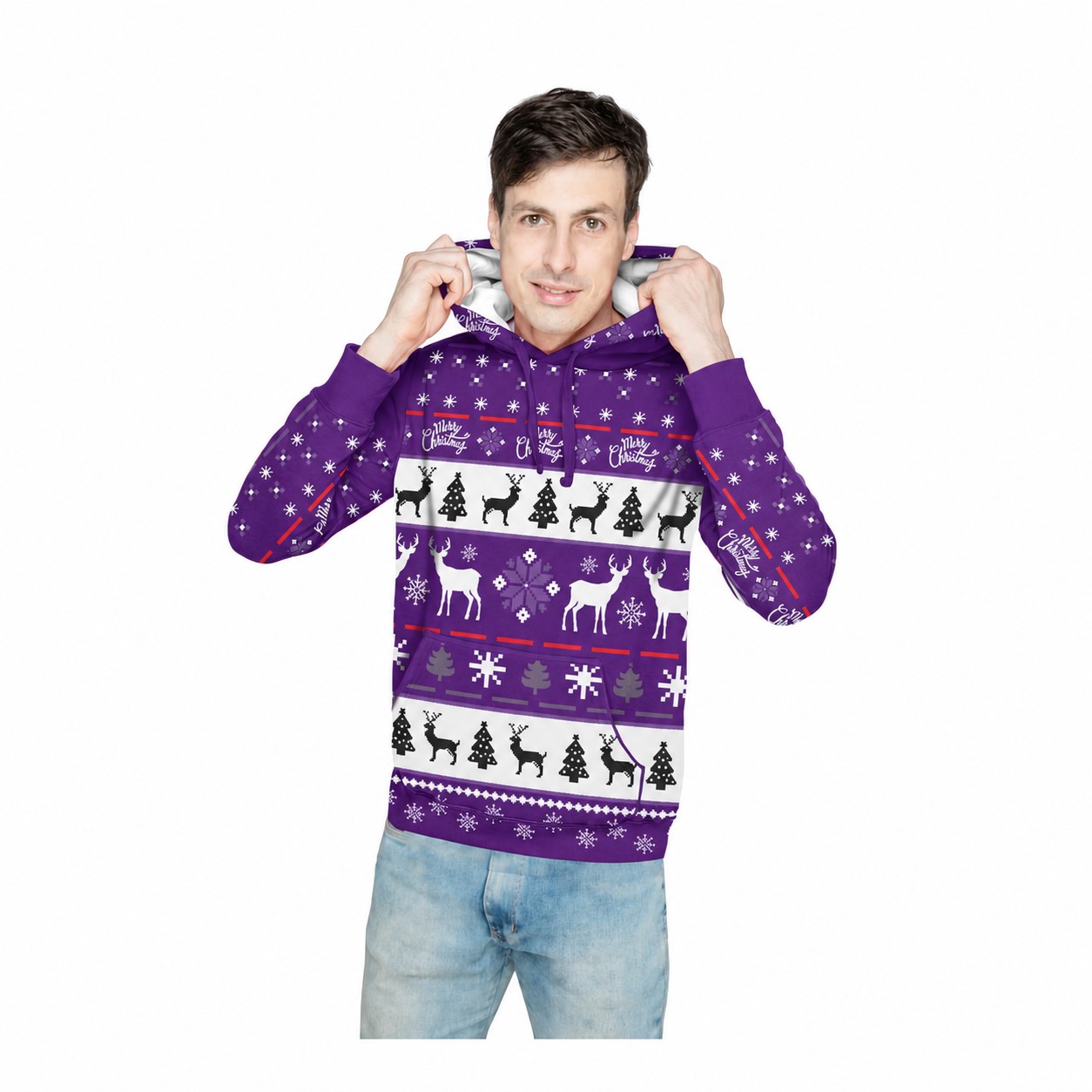 Polyester Hoodie With Kangaroo Pocket — Purple