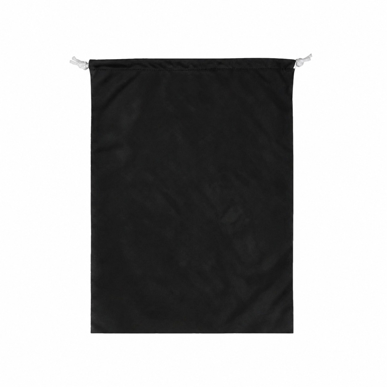 Bird's-Eye Fabric Drawstring Bag — Black