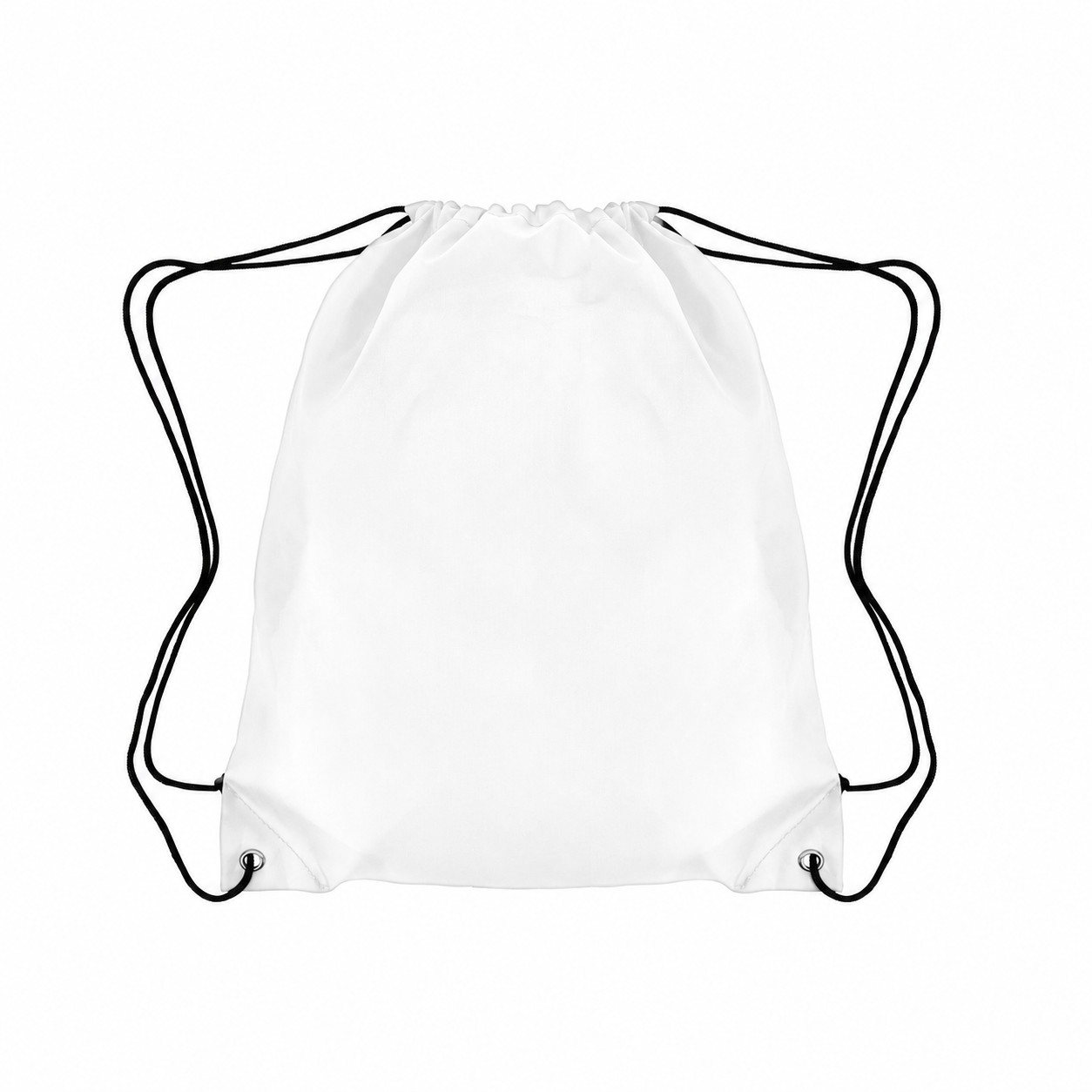 210D Polyester Grommet Detail Drawstring Bag — White