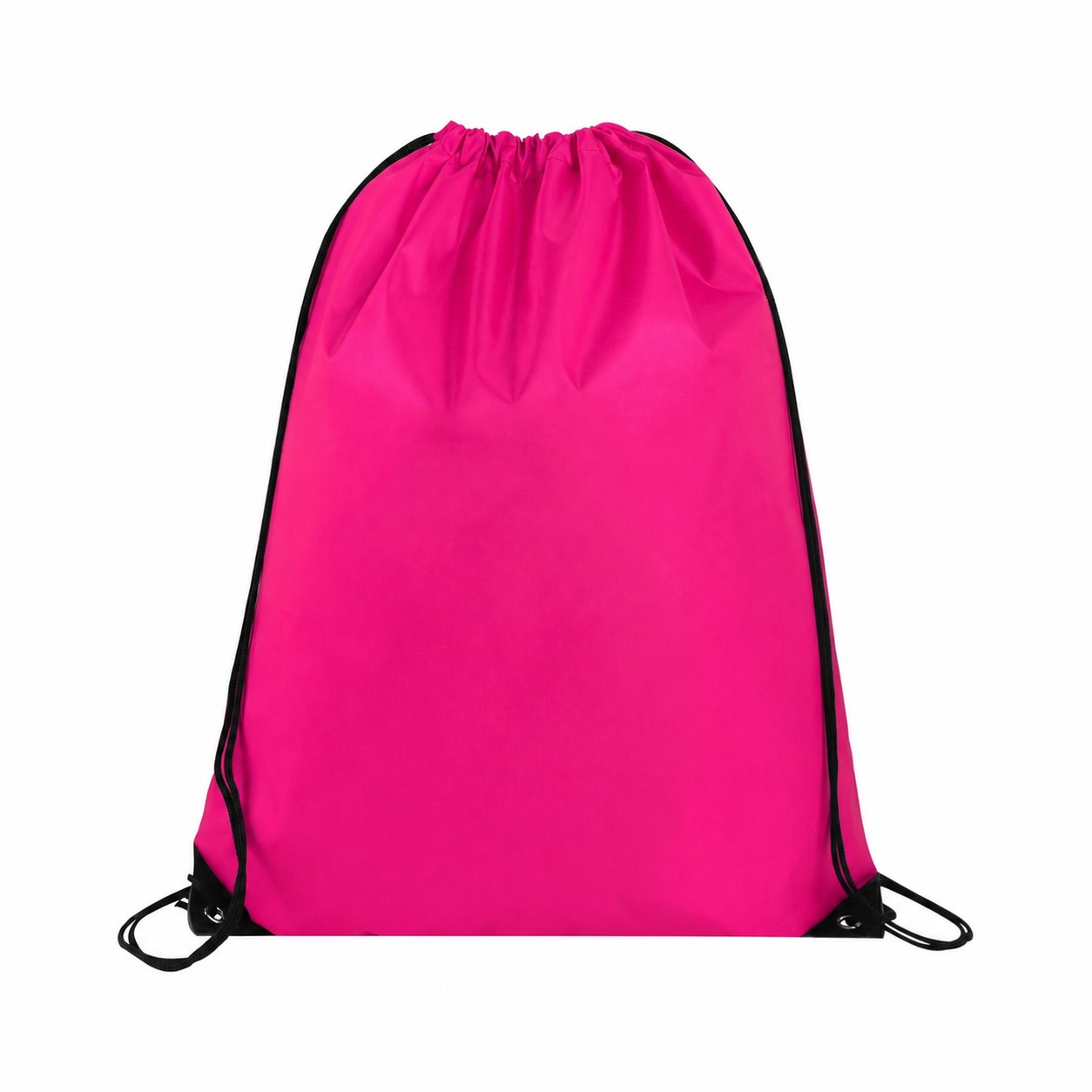 Polyester Drawcord Closure Drawstring Bag — Fuchsia Pink