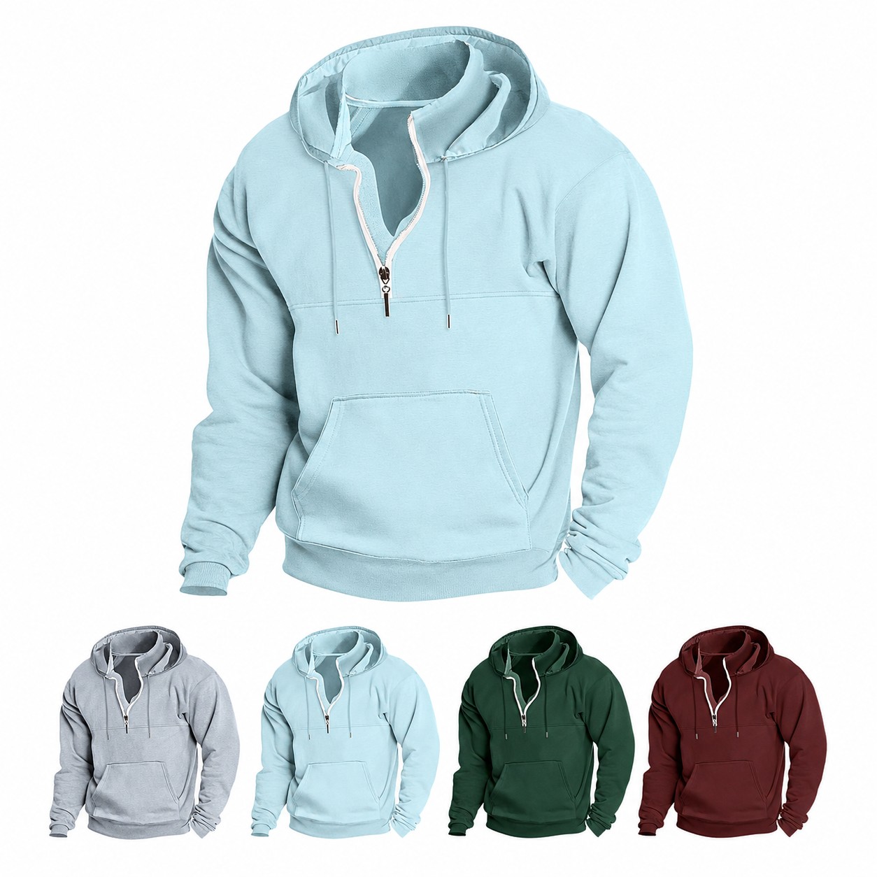Slim Quarter Zip Hooded Sweatshirt