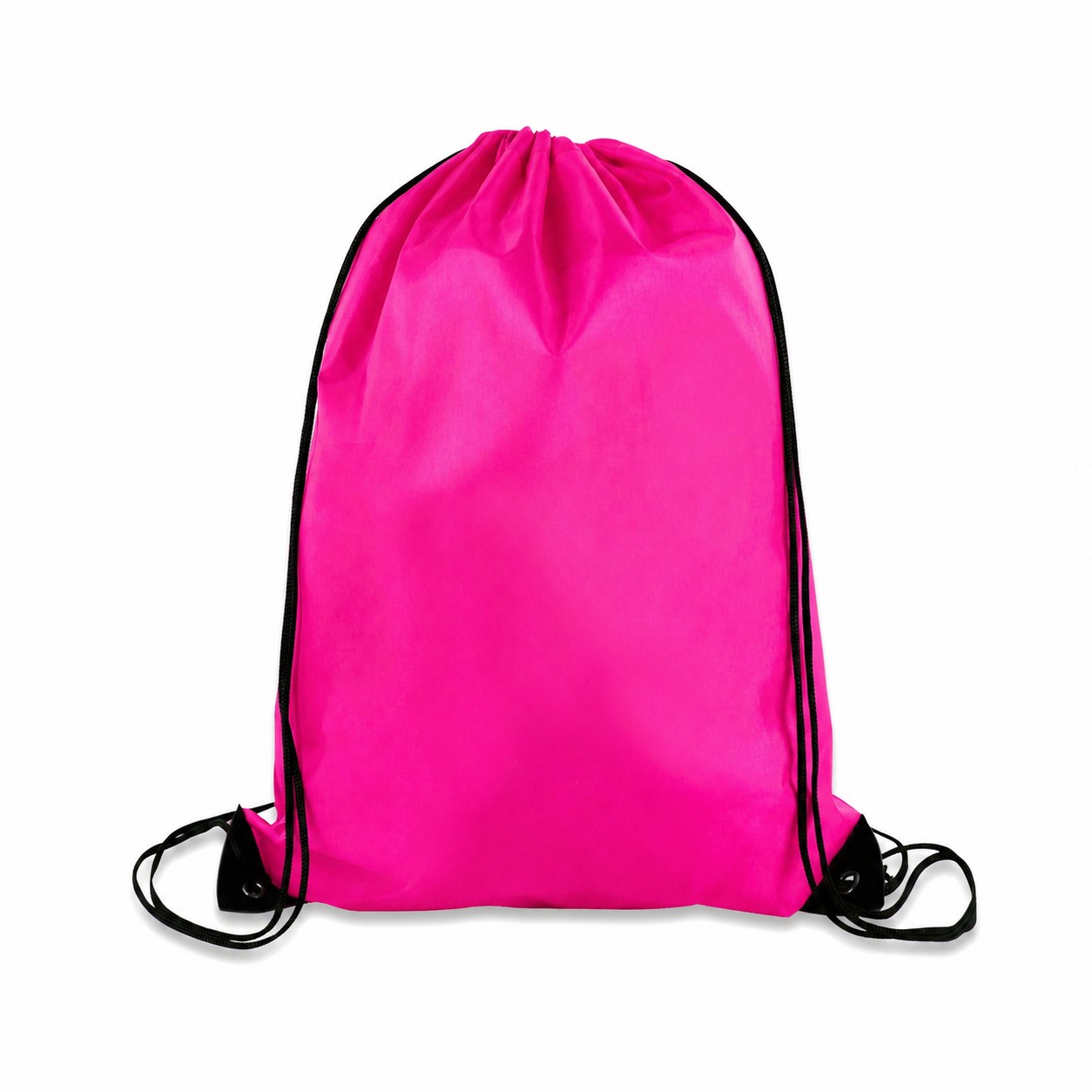 Large 210D Polyester Drawstring Backpack — Fuchsia Pink