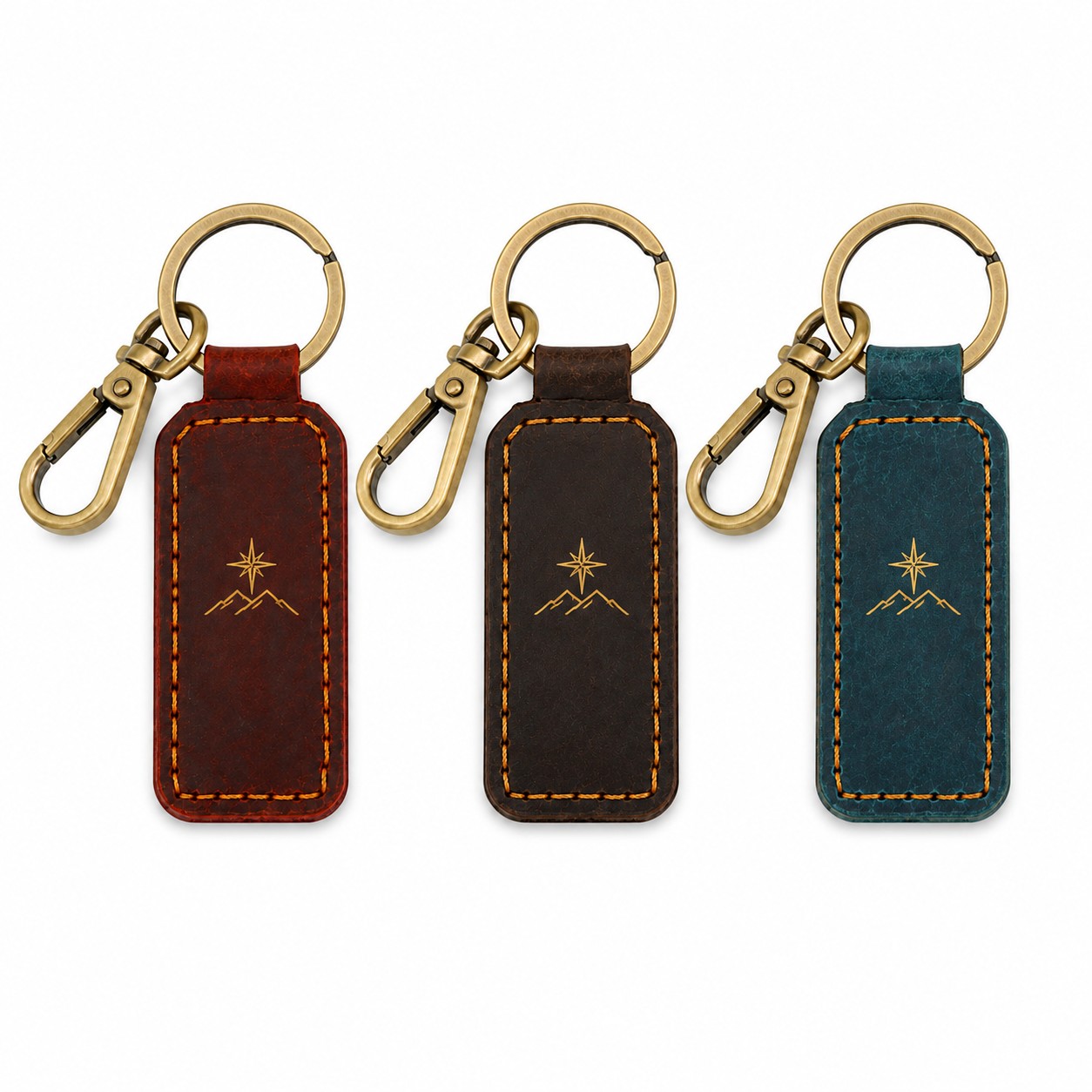Rectangular Genuine Leather Keychain With Swivel Hook — view 1
