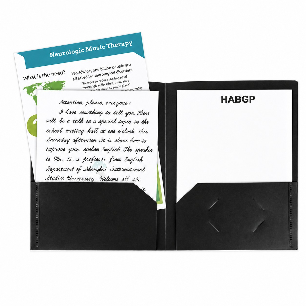 Polypropylene Pocket Folders With Labels — Black