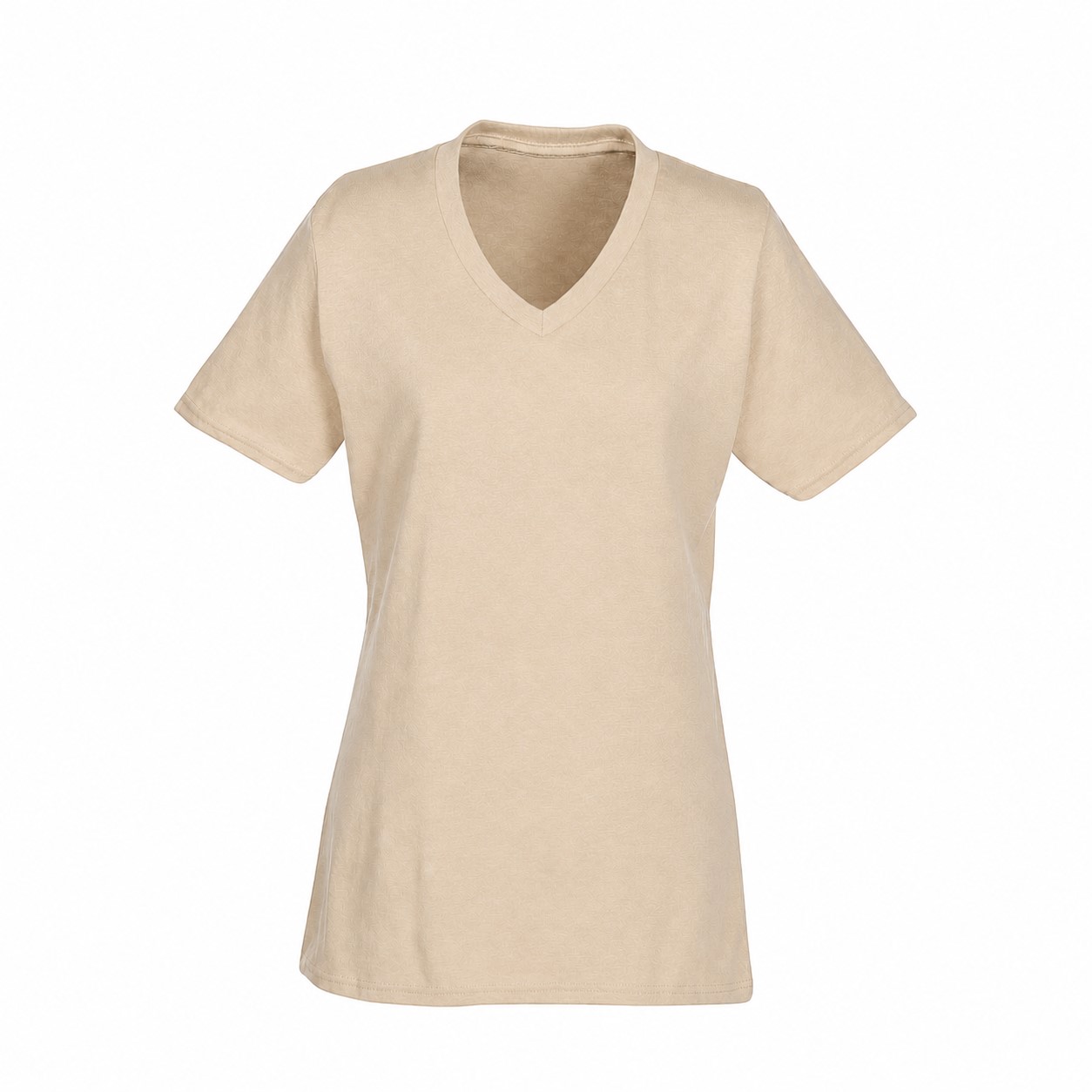 Ladies' Cotton V-Neck T-Shirt — Beige