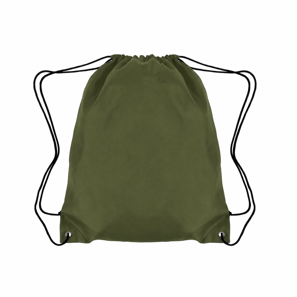 210D Polyester Grommet Detail Drawstring Bag — Army Green