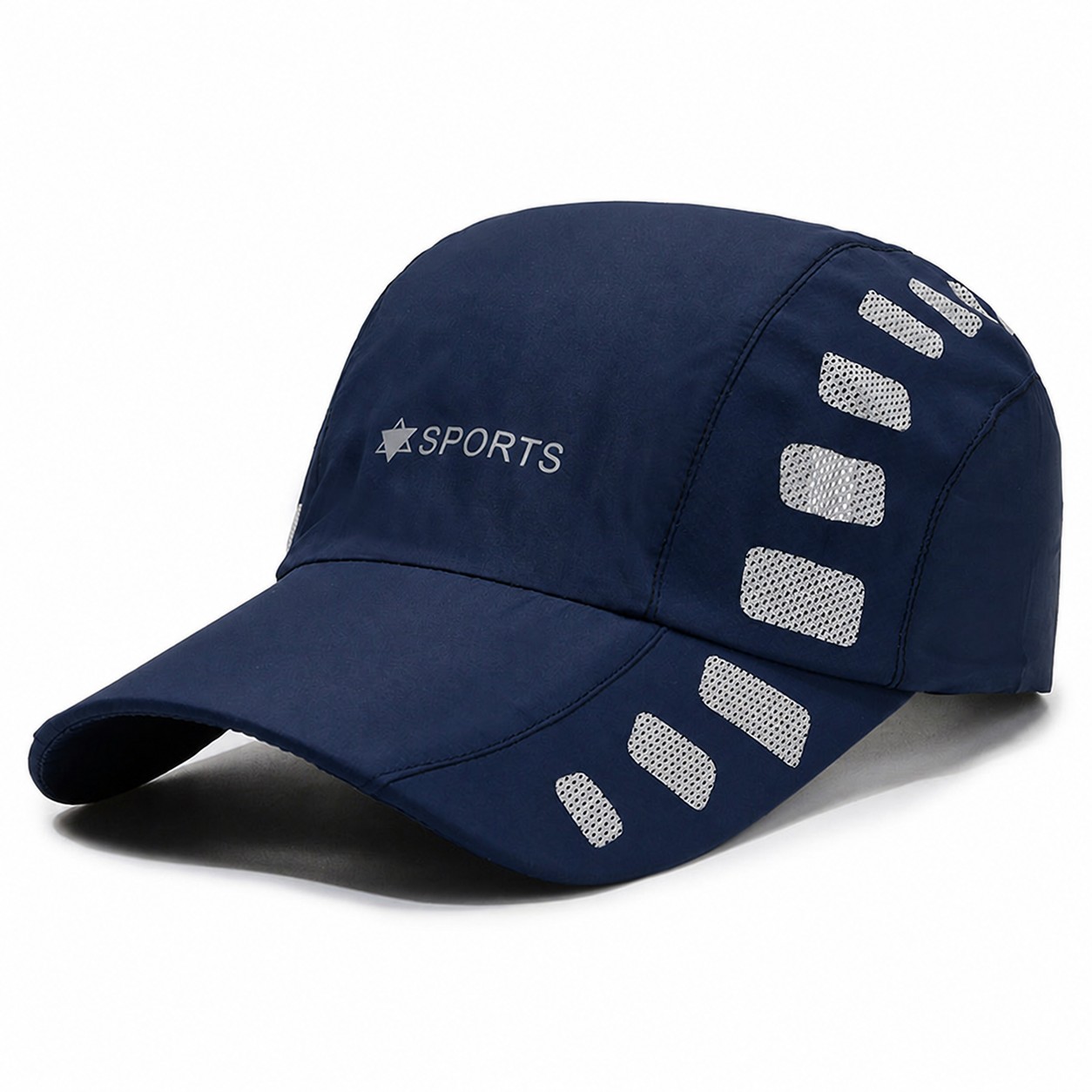 Vented Polyester Running Cap — Navy Blue