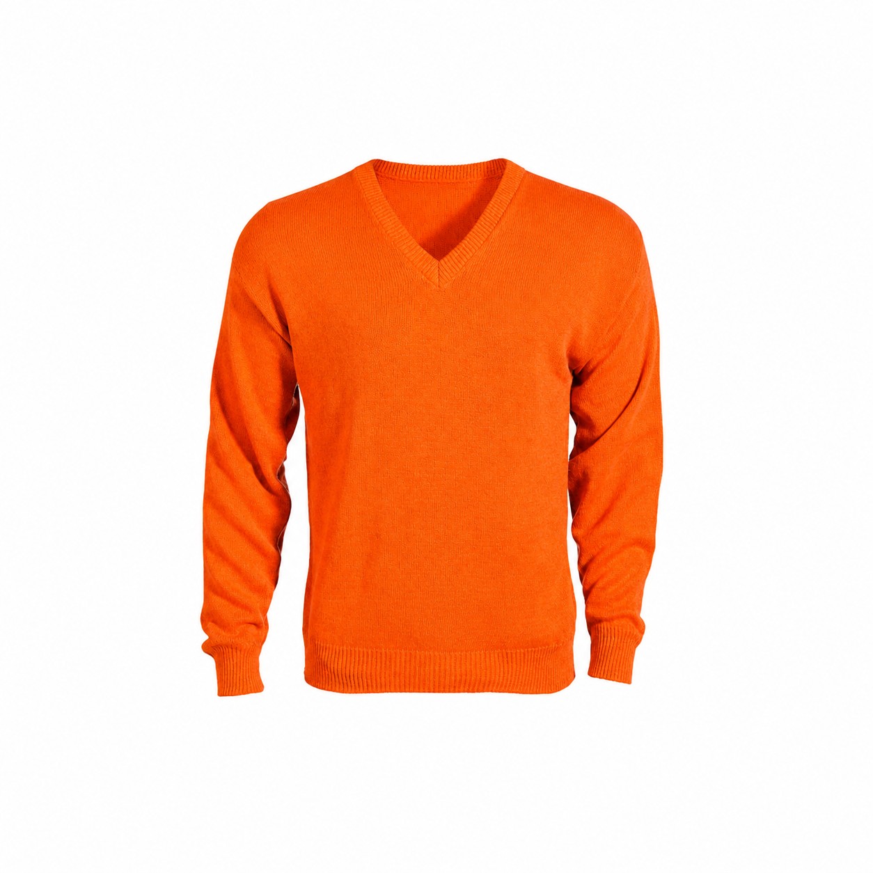 Women's Long Sleeve V-Neck Cotton Blend Shirt — Orange