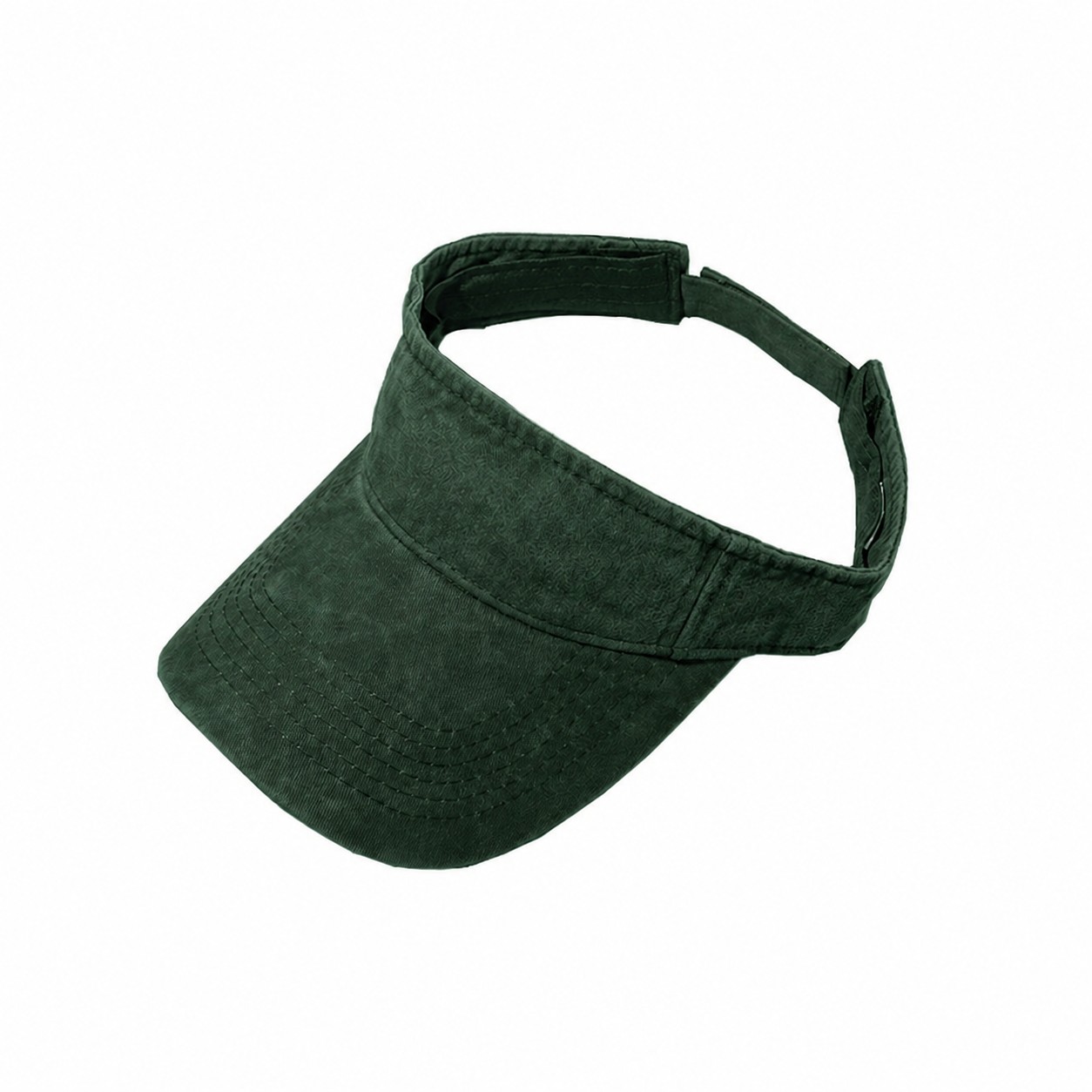 Polyester Adjustable Open Crown Visor — Dark Green
