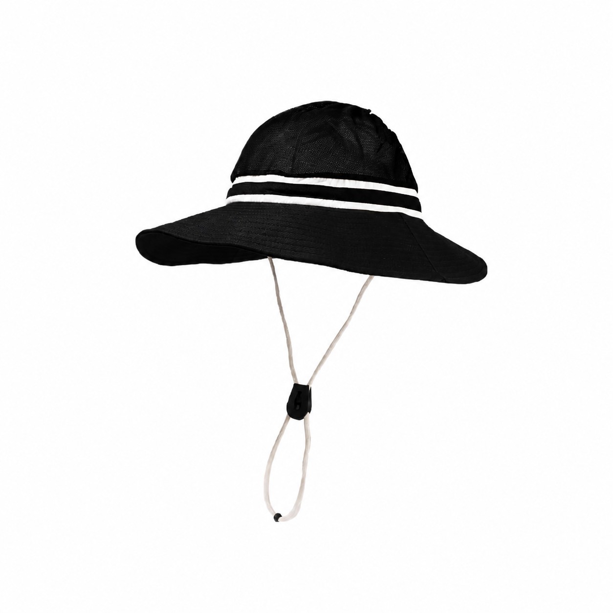 Polyester Mesh Crown Sun Hat — Black