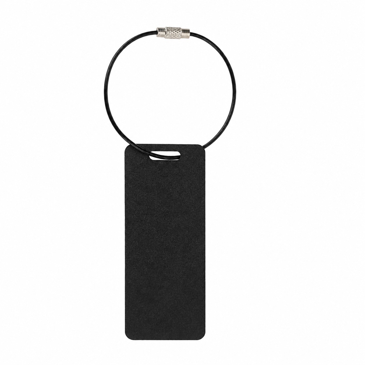 Slim Aluminum Travel Tag With Cable — Black