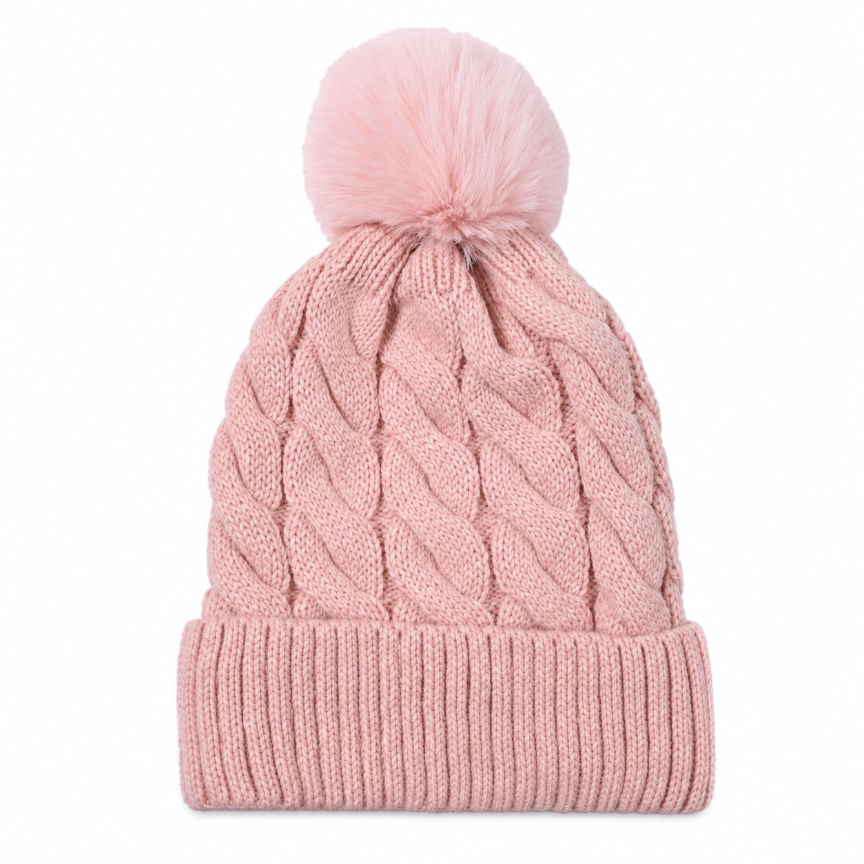 Cable Knit Beanie With Pompom — view 2