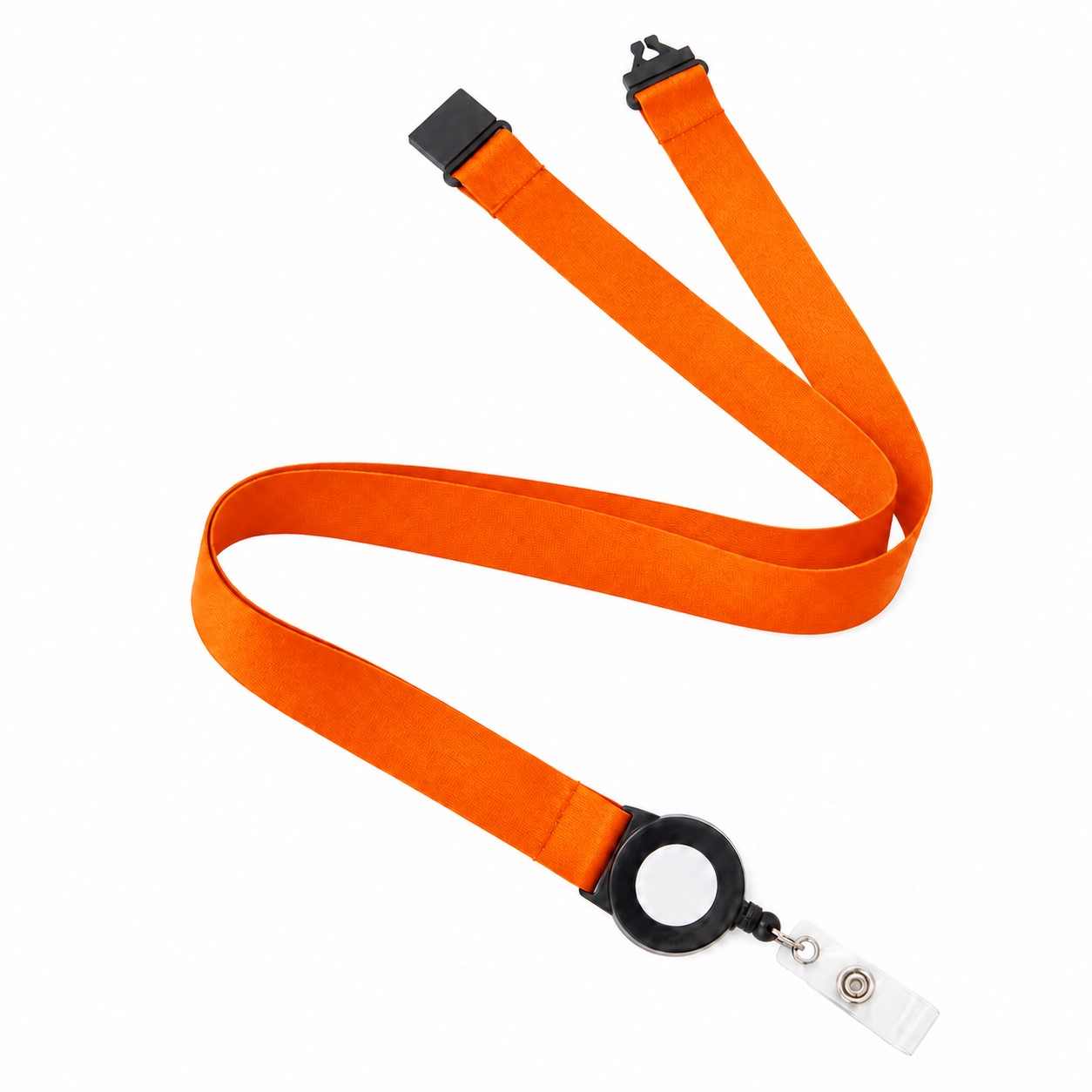 Polyester Lanyard With Retractable Badge Reel — Orange