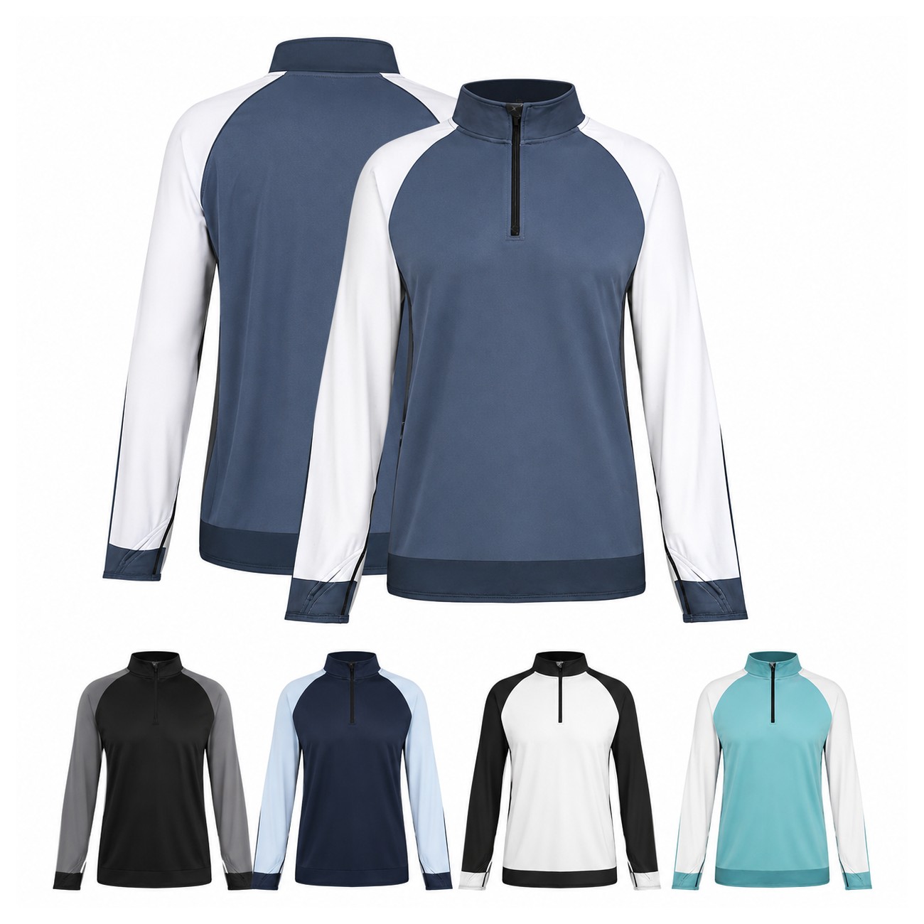 Quarter-Zip Neckline Raglan Sleeves Sweatshirt