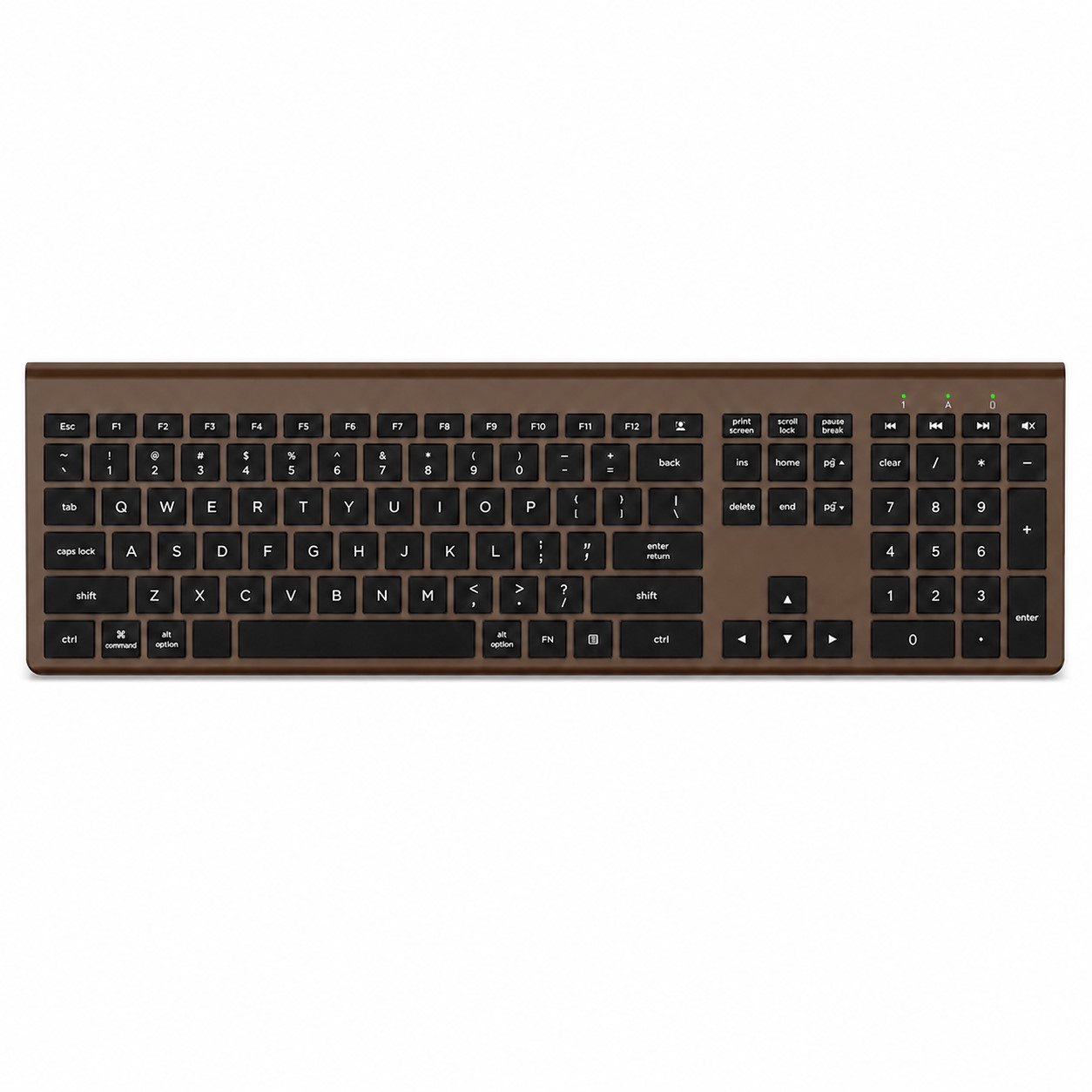 Full Size Rechargeable Wireless Keyboard — Brown