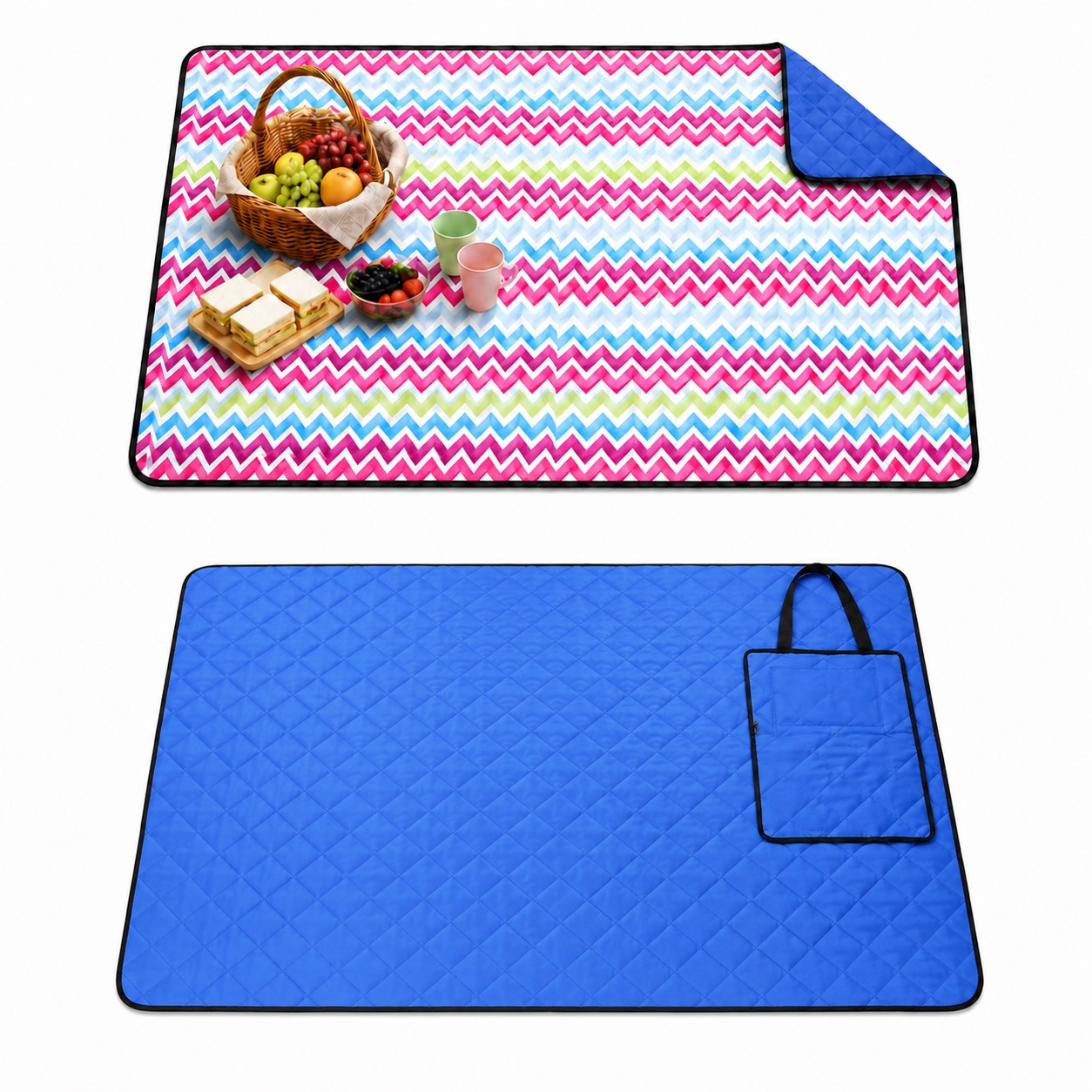 Zippered Polyester Picnic Blanket Tote