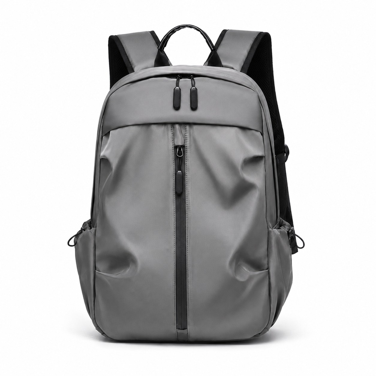 Polyester Travel Backpack With Charging Port — Gray