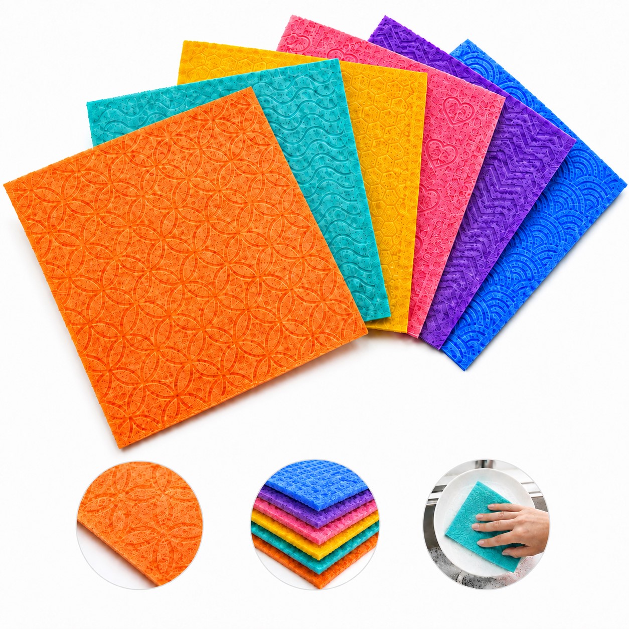 Textured Cellulose Cotton Dishcloth Sheet