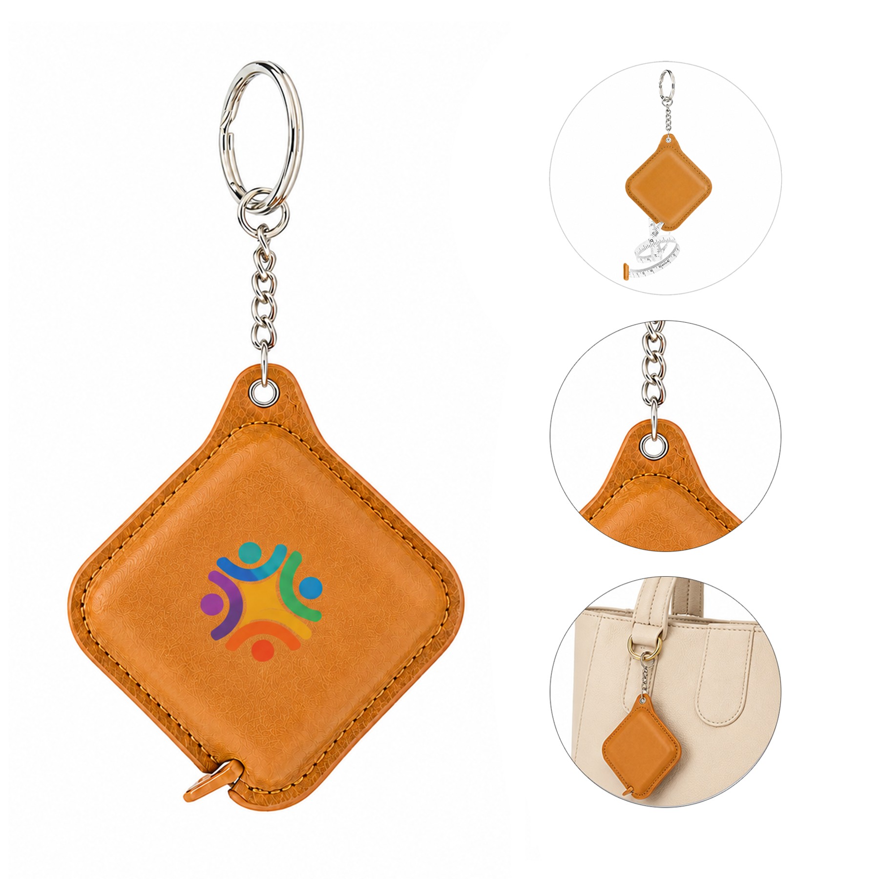 Retractable PU Tape Measure Keychain — view 1