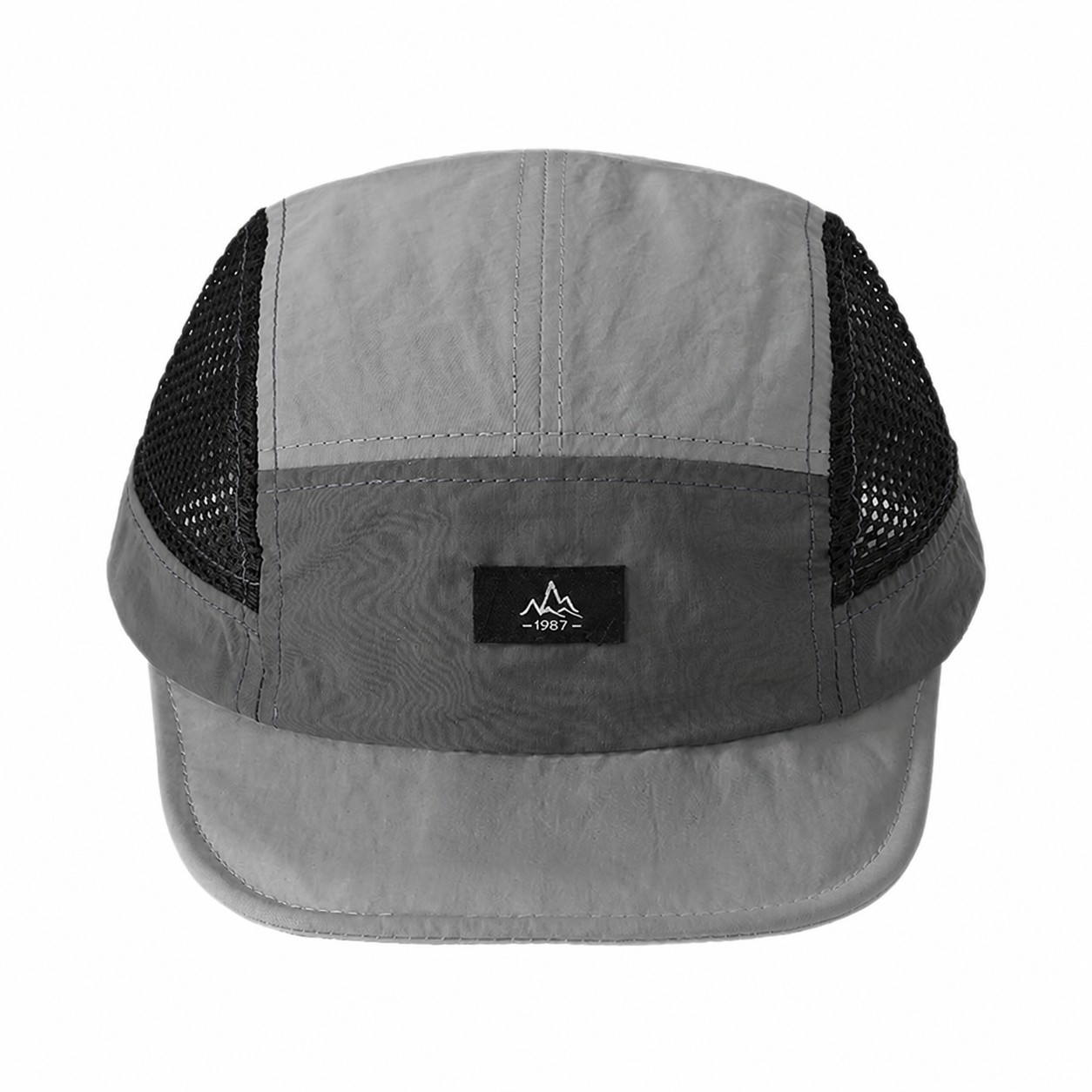 Polyester Mesh Panel Baseball Cap — Gray
