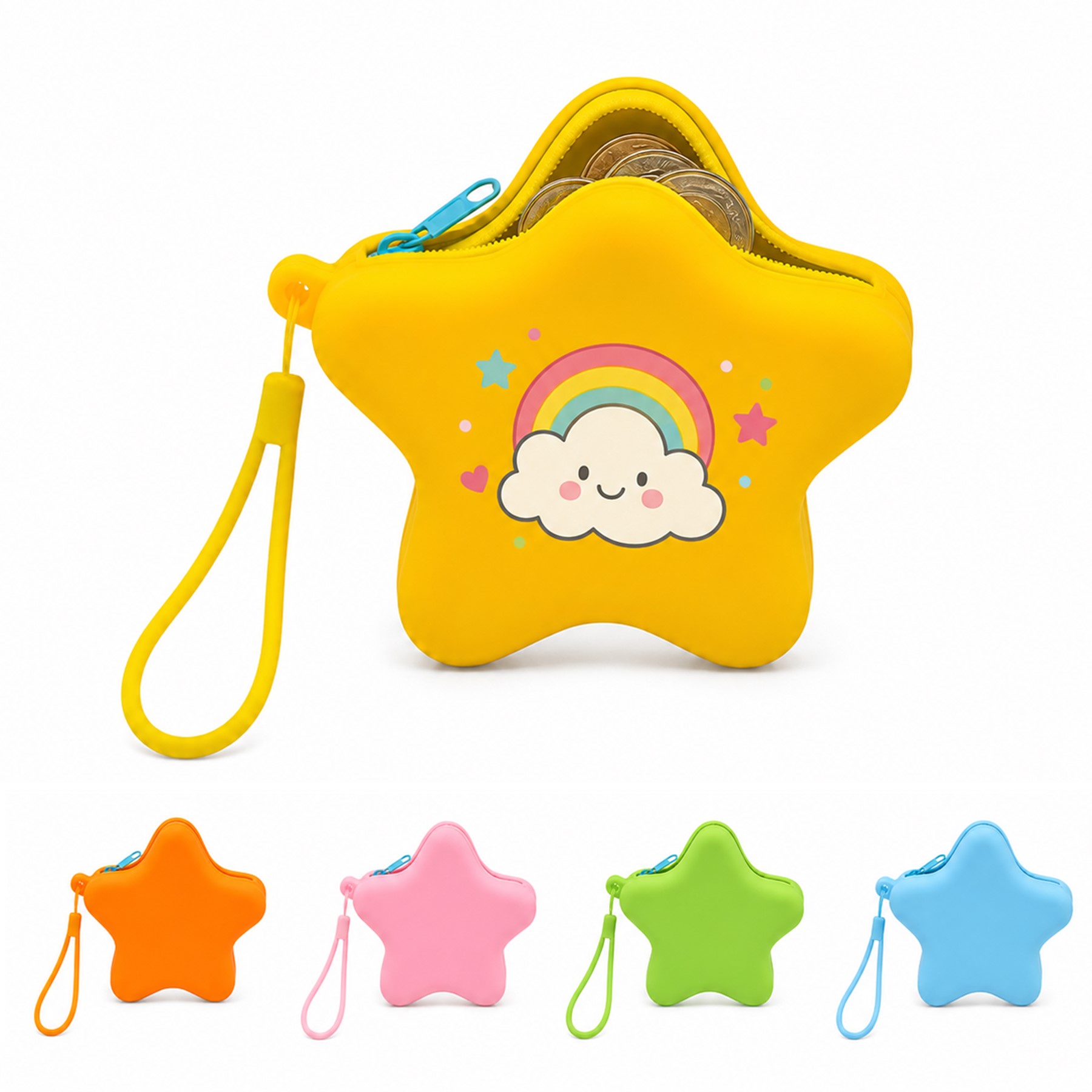 Star Silicone Coin Pouch With Hanging Strap