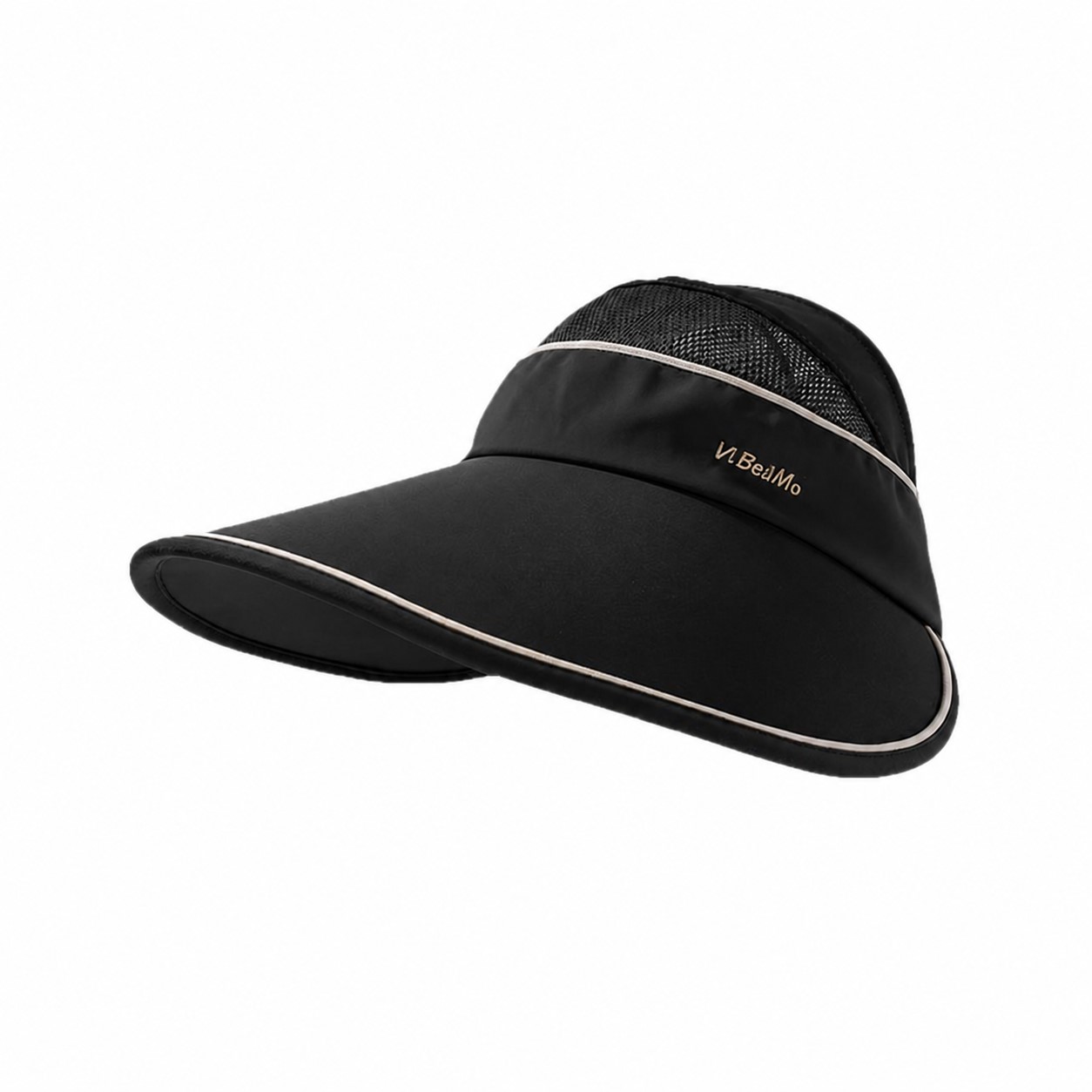 Nylon Oversized Brim Visor Hat — Black