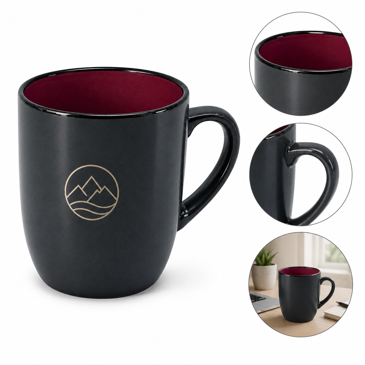 Two Tone Ceramic 14 Oz Coffee Mug