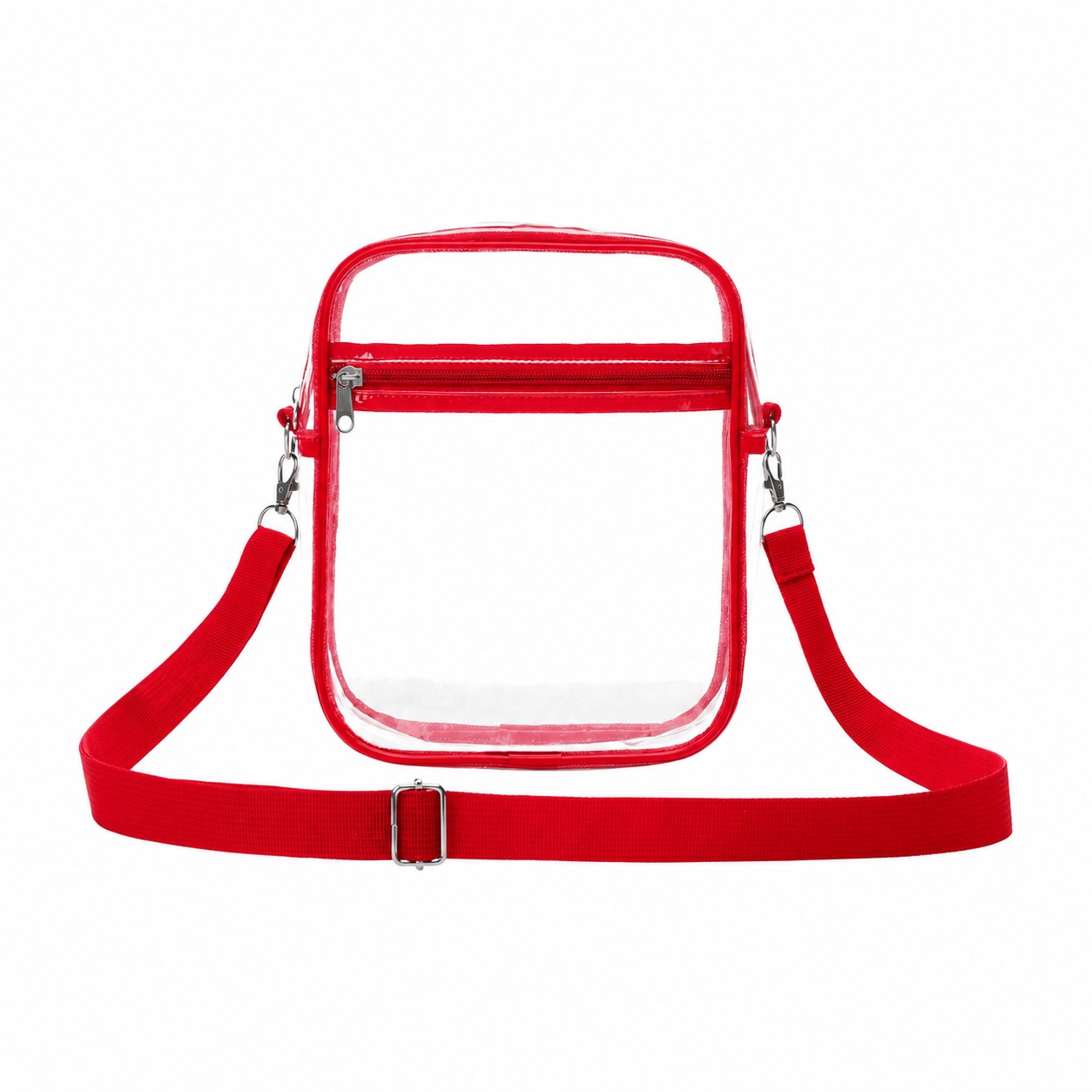 Clear PVC Crossbody Sling Bag — Clear White/Red