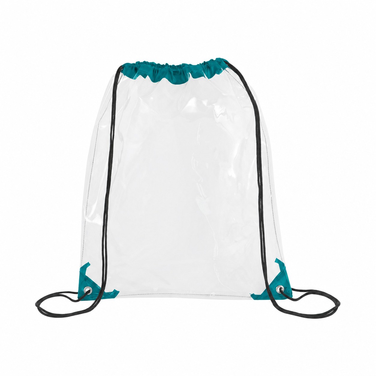 Metal Grommets PVC Drawstring Bag — Teal Blue