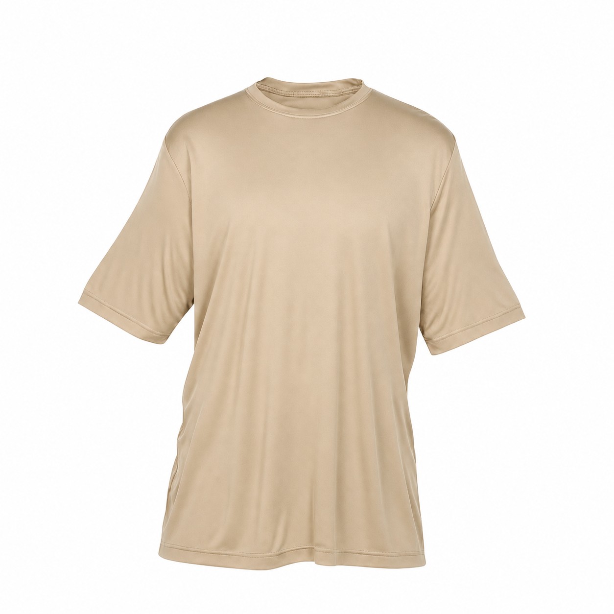 Polyester Performance Crewneck Tee — Tan Beige