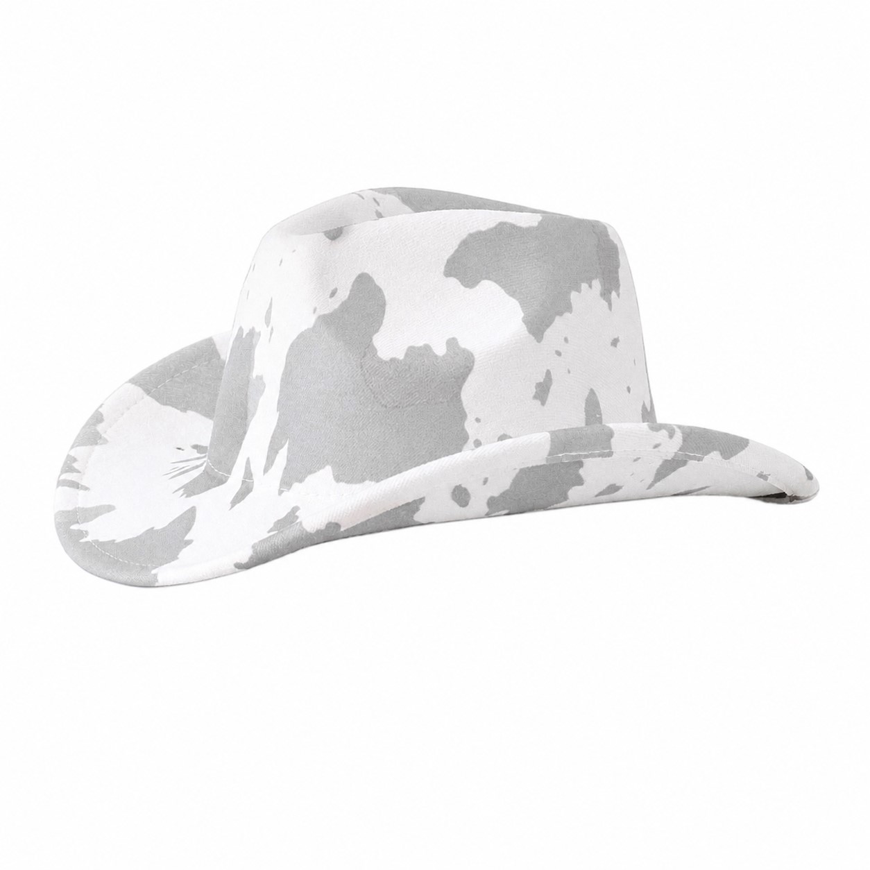 Polyester Cow Pattern Cowboy Hat — White
