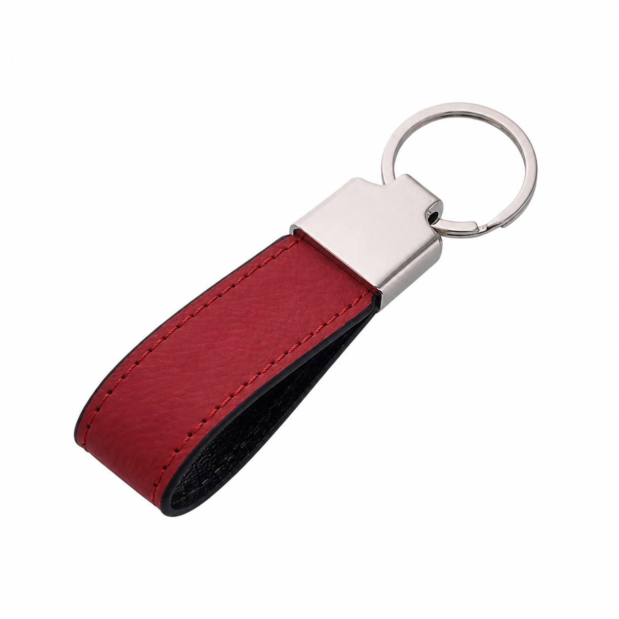 Looped Leather Key Fob With Metal Ring — view 2