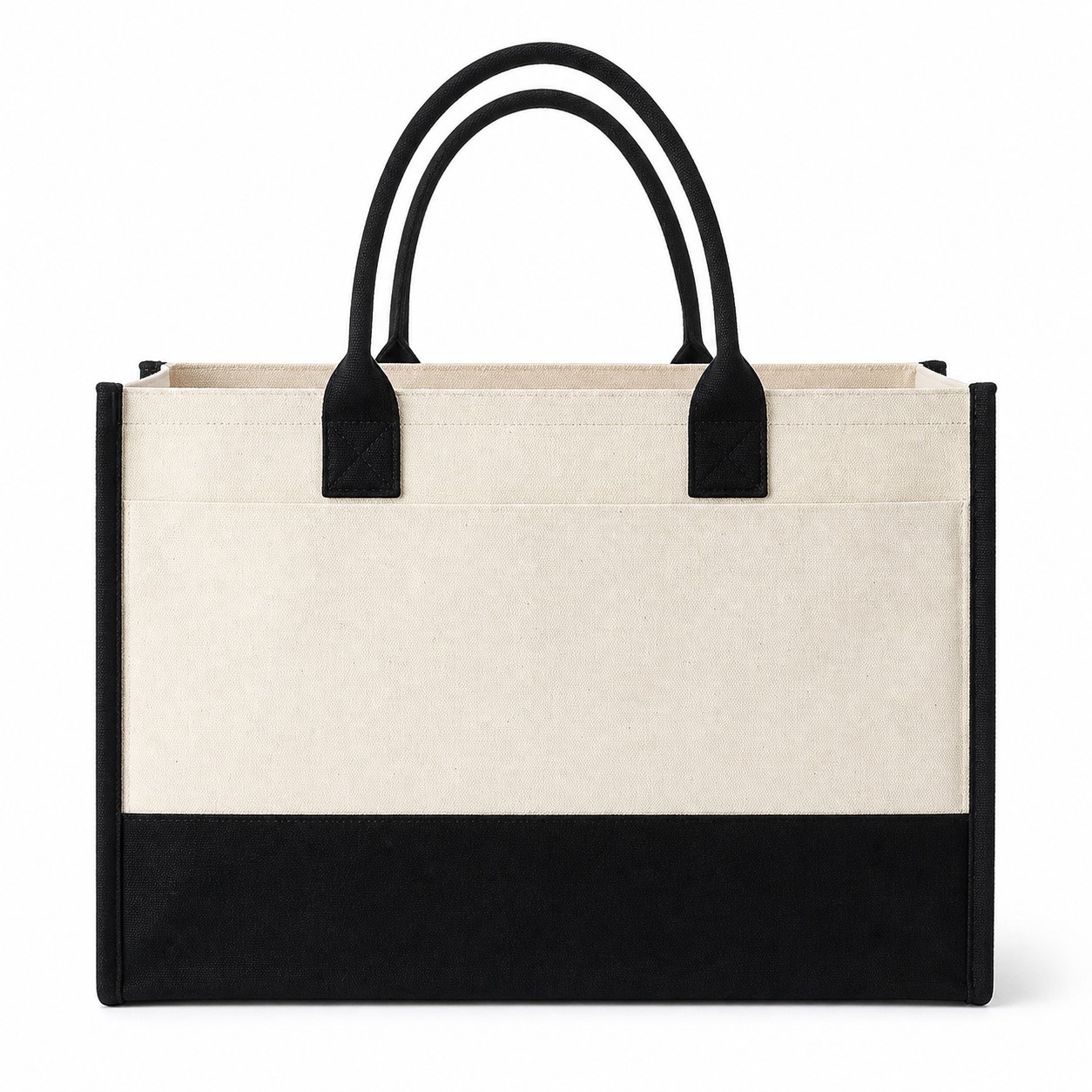 Large Laminated Cotton Canvas Shoulder Tote — view 2