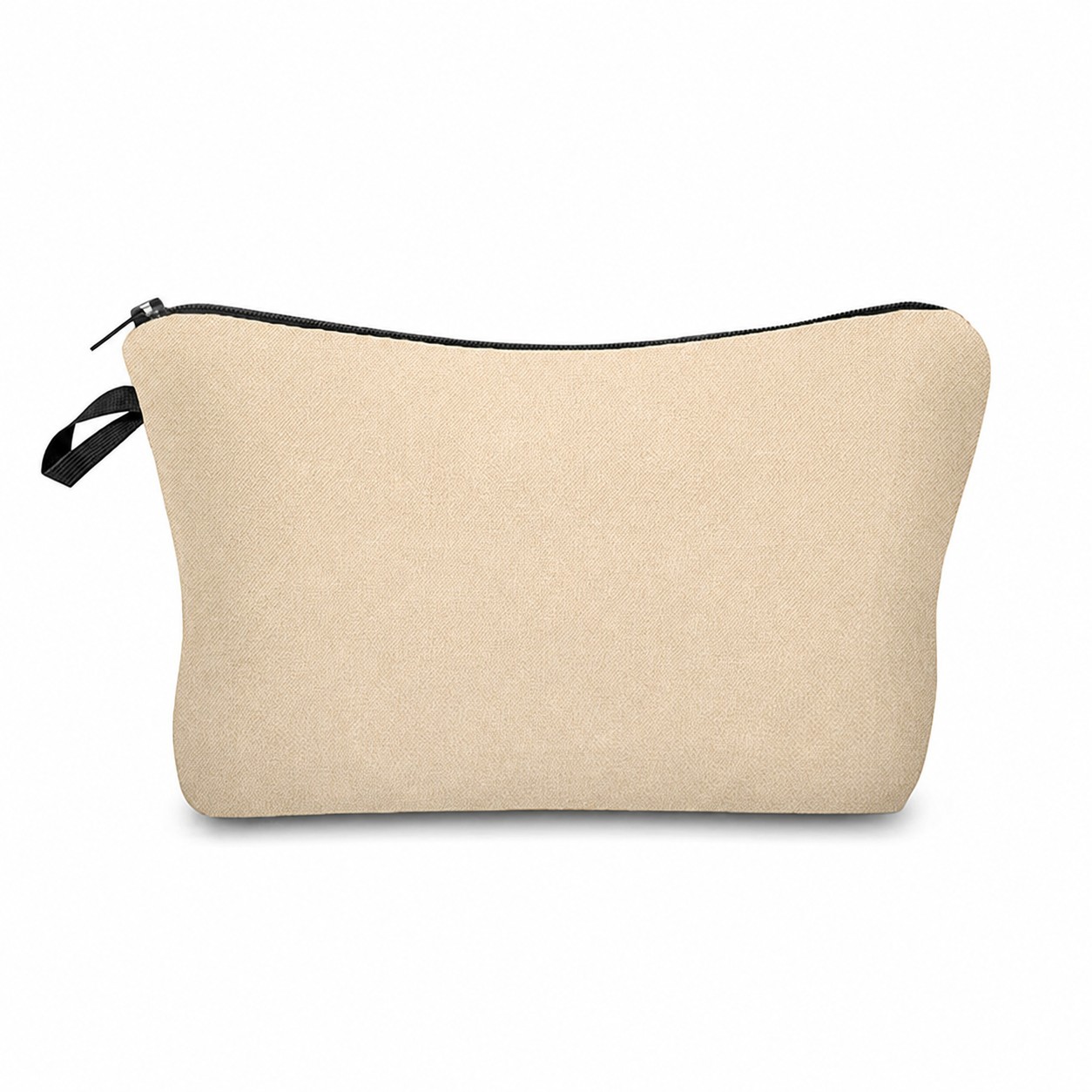 Polyester Cosmetic Travel Zipper Pouch — Natural Beige