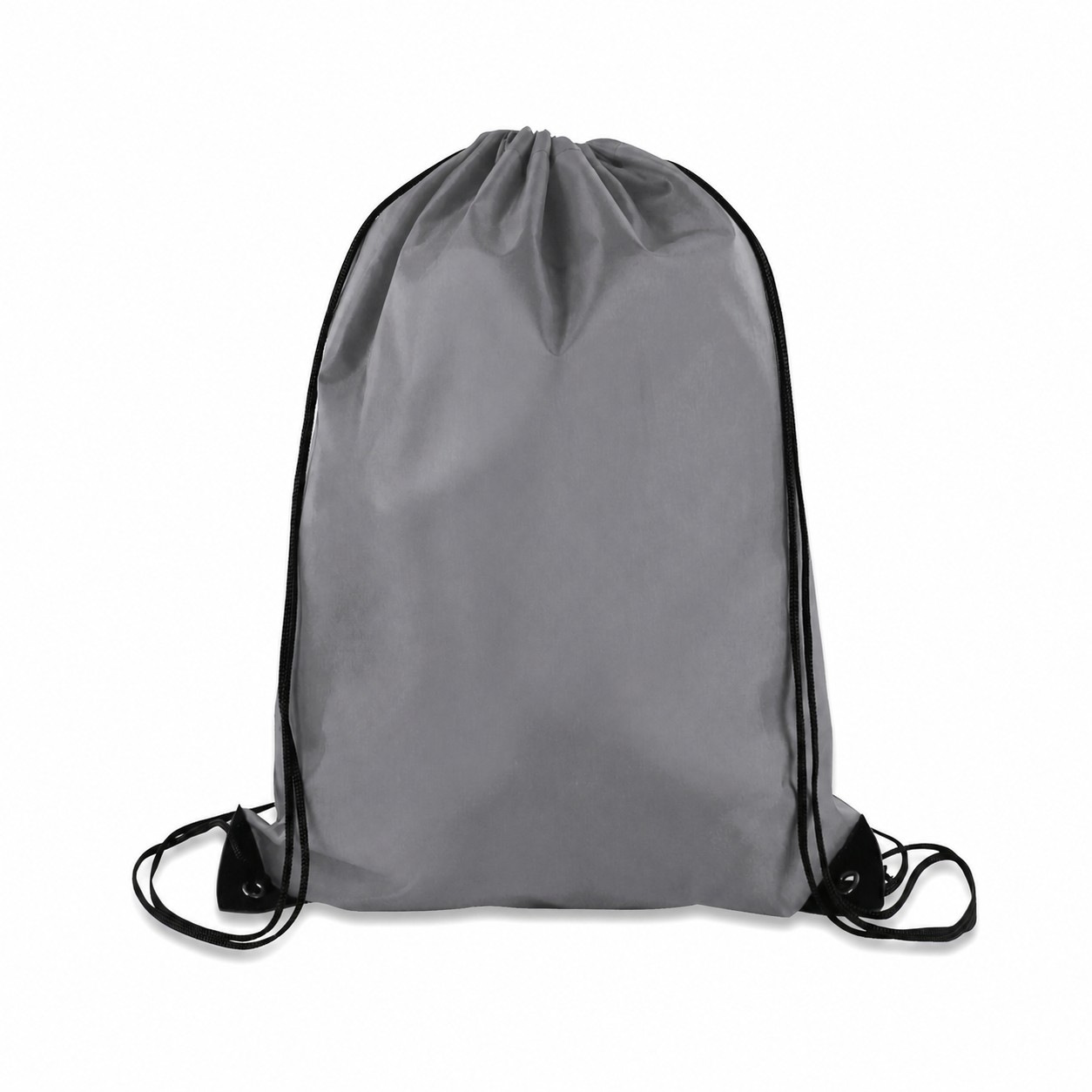 Large 210D Polyester Drawstring Backpack — Gray