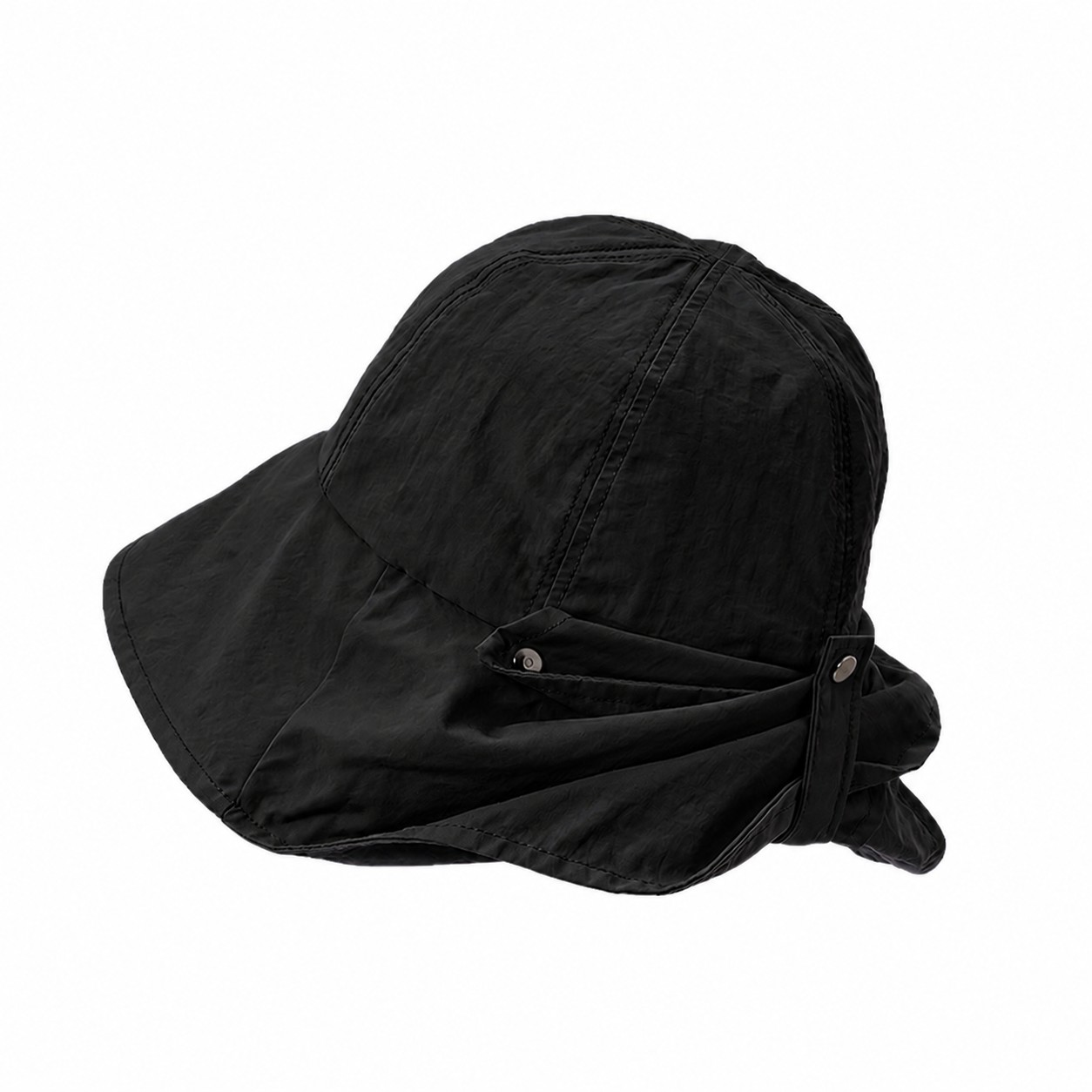 Polyester Neck Cape Sun Hat — Black