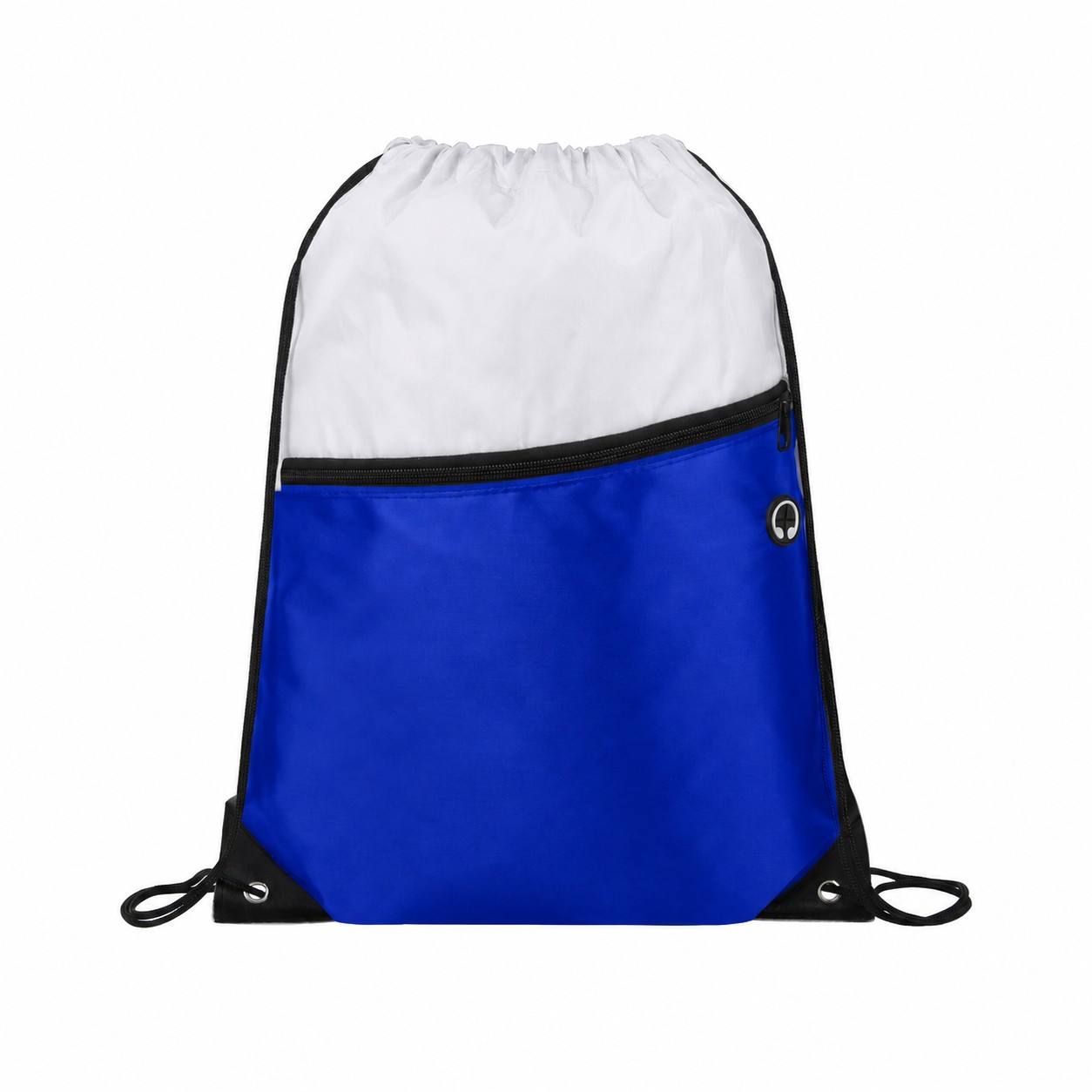 Two-Tone Zipper Drawstring Backpack — Royal Blue