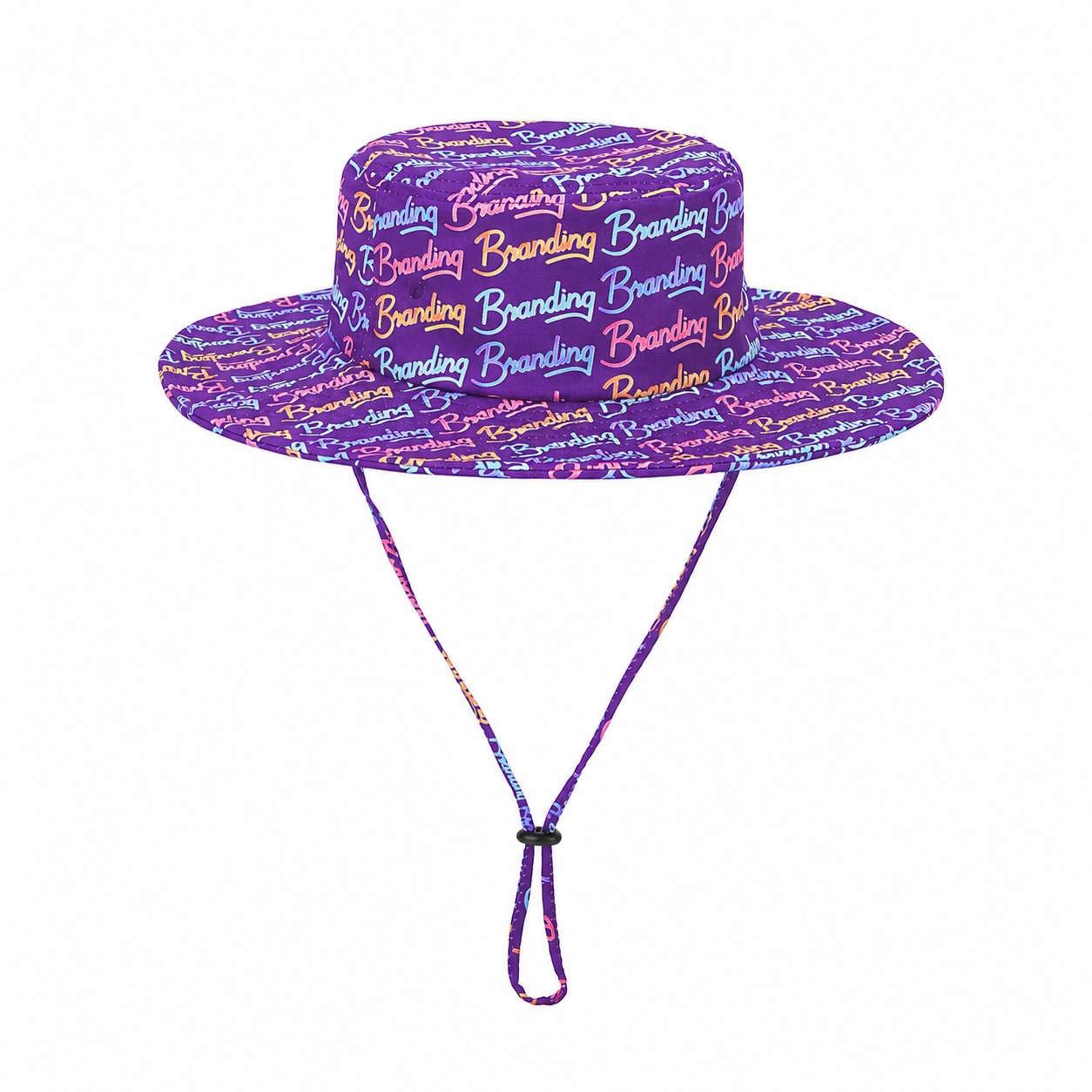 Wide-Brim Polyester Bucket Hat — Purple