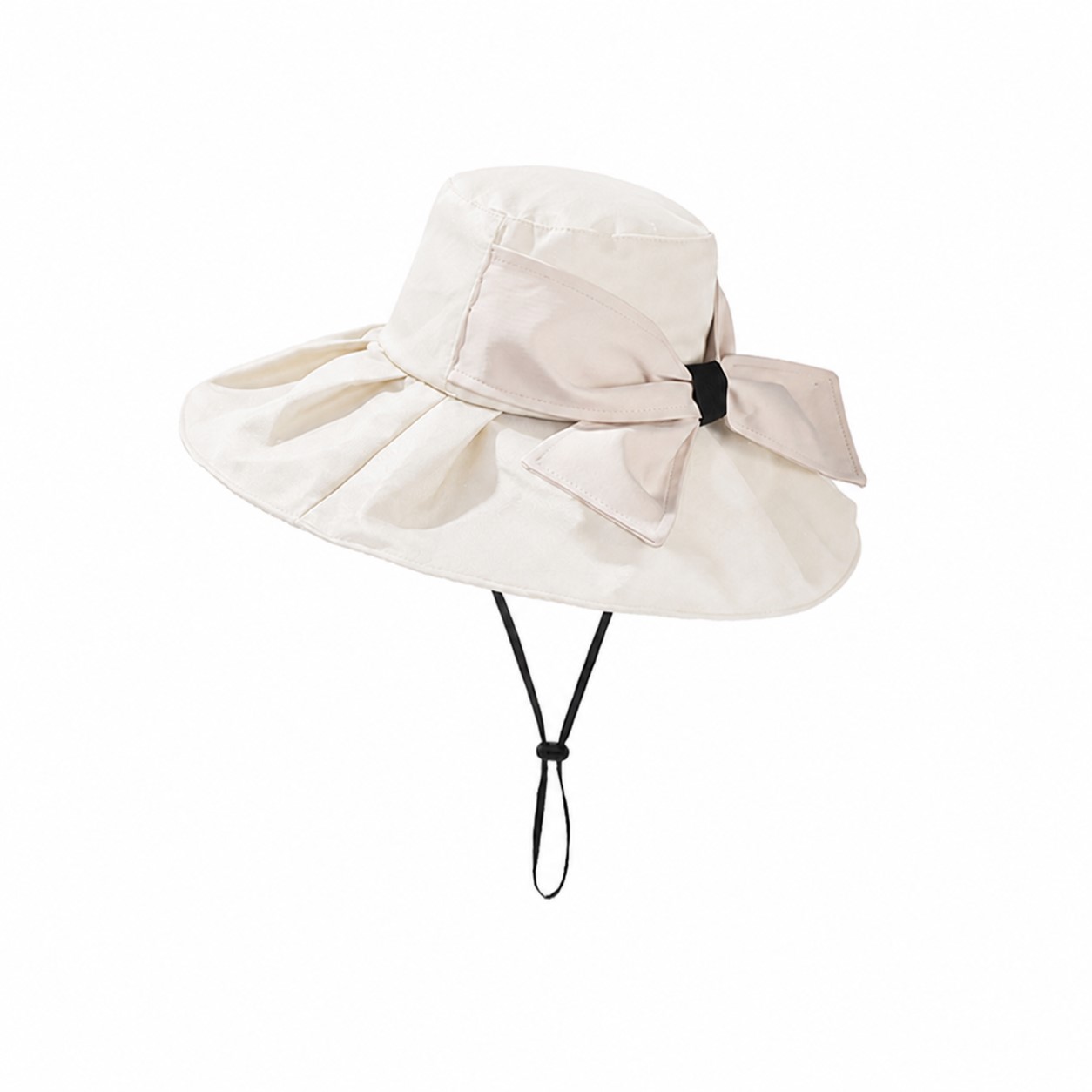Bow Trim Bucket Sun Hat — Off White