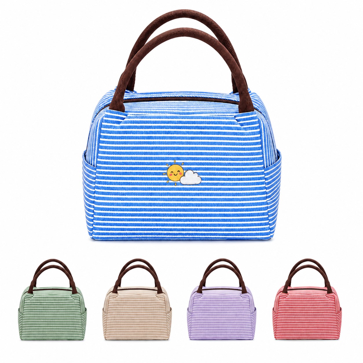 Striped Polyester Thermal Meal Bag