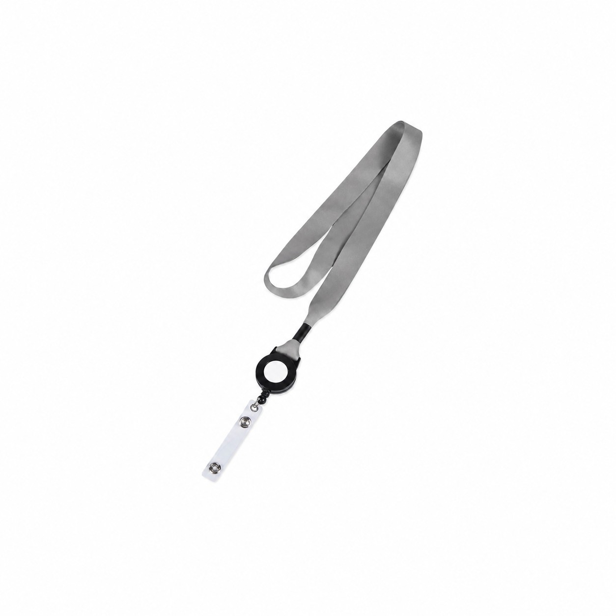 Plastic Crimp Badge Reel Lanyard — Gray