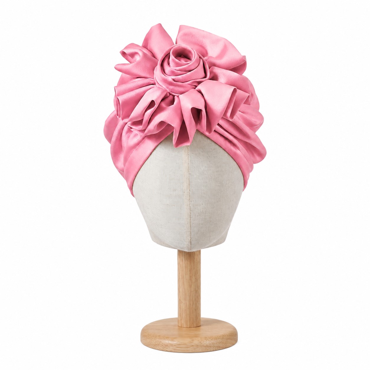 Blended Fiber Rosette Turban Hat — Pink