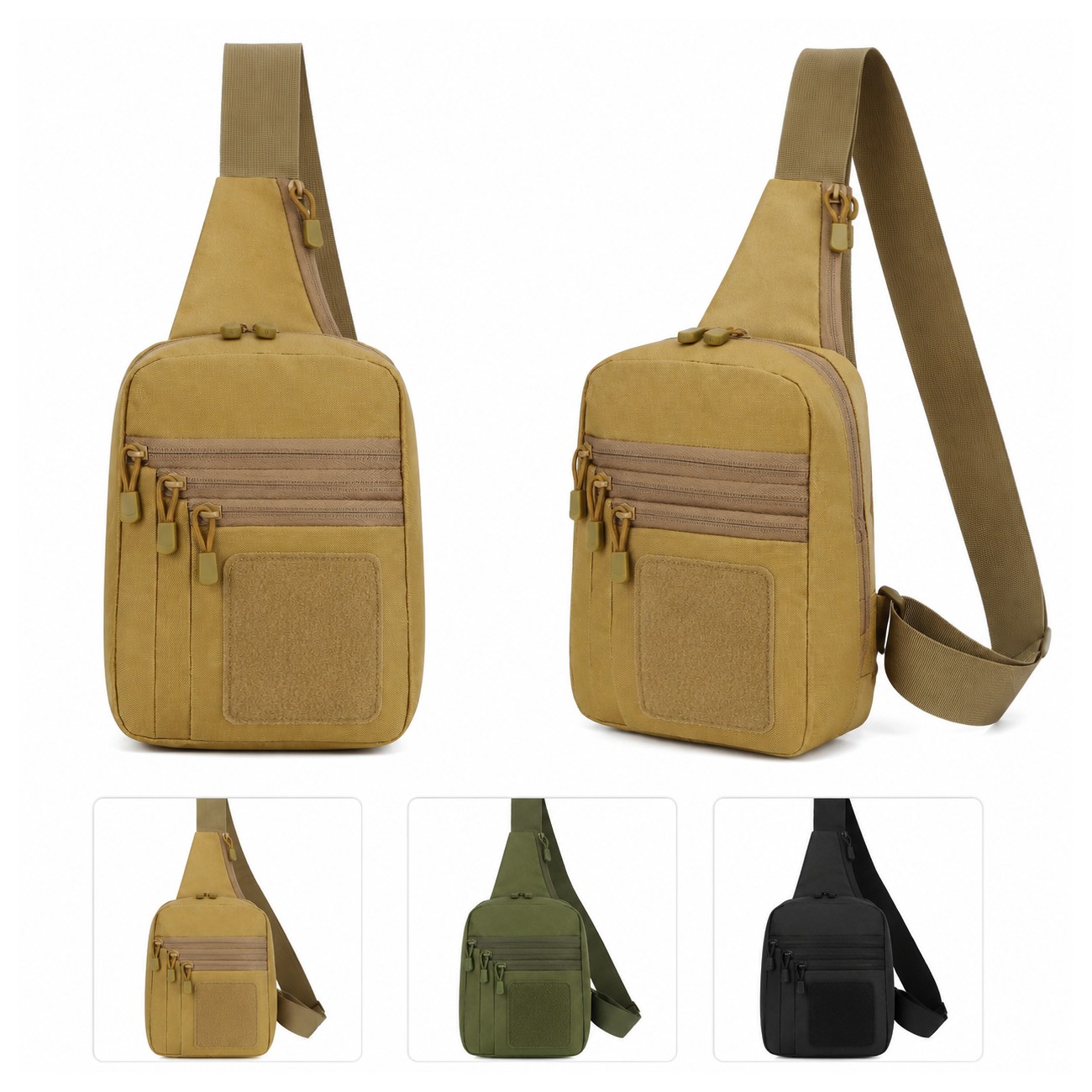600D Polyester Zippered Storage Crossbody Sling Bag