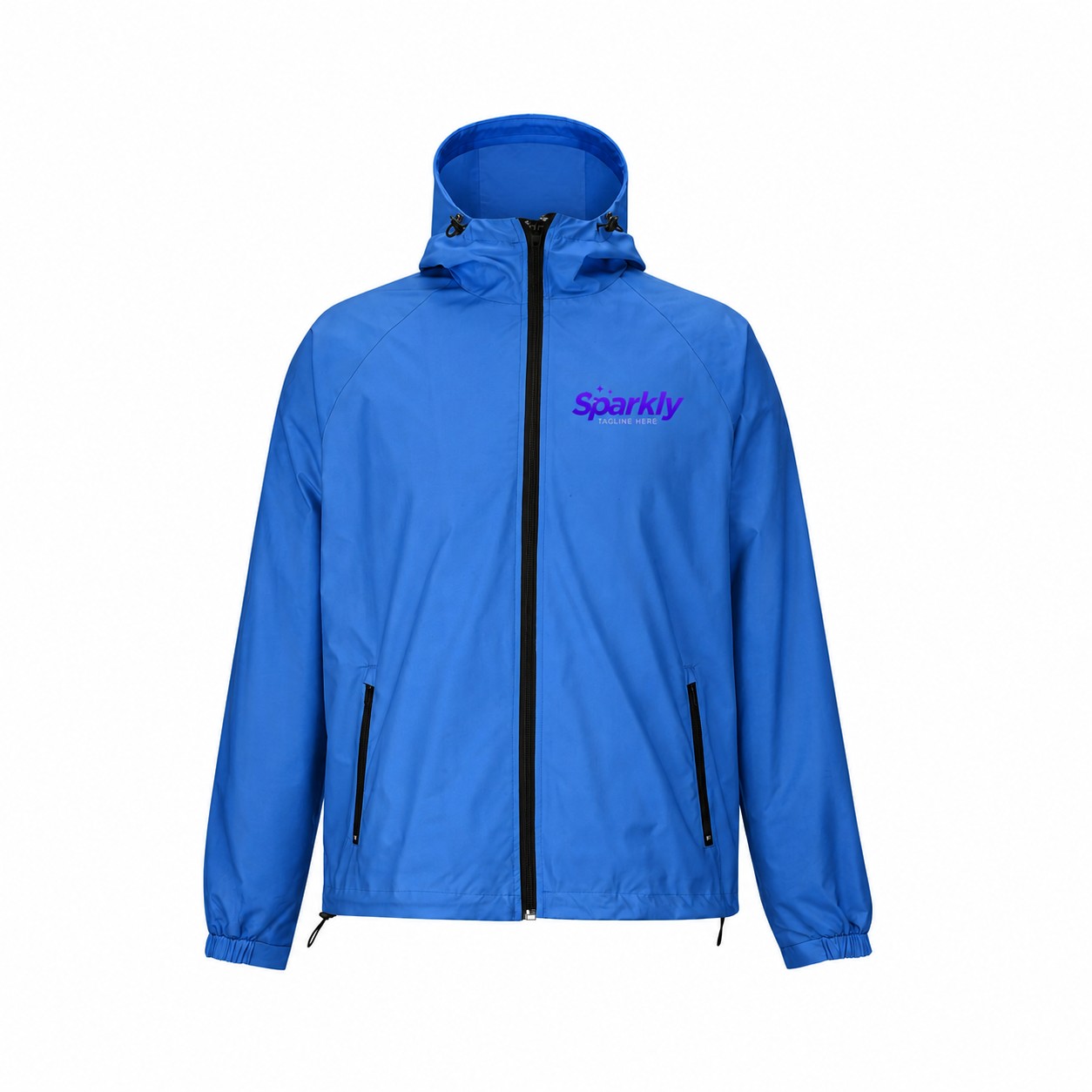 Lightweight Polyester Full-Zip Hooded Jacket — Blue